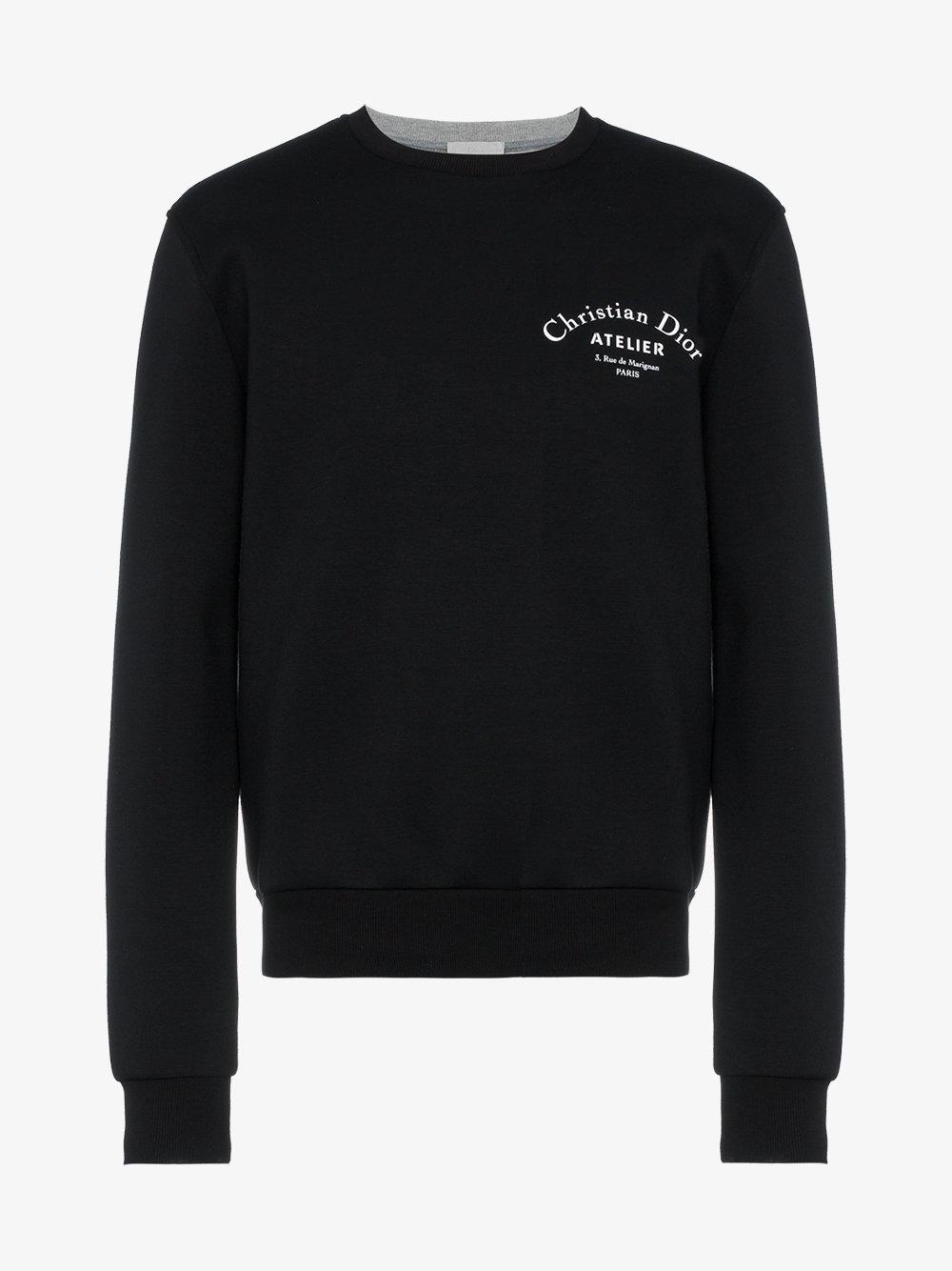 Dior Atelier Logo Print Crew Neck Sweatshirt in Black for Men | Lyst UK