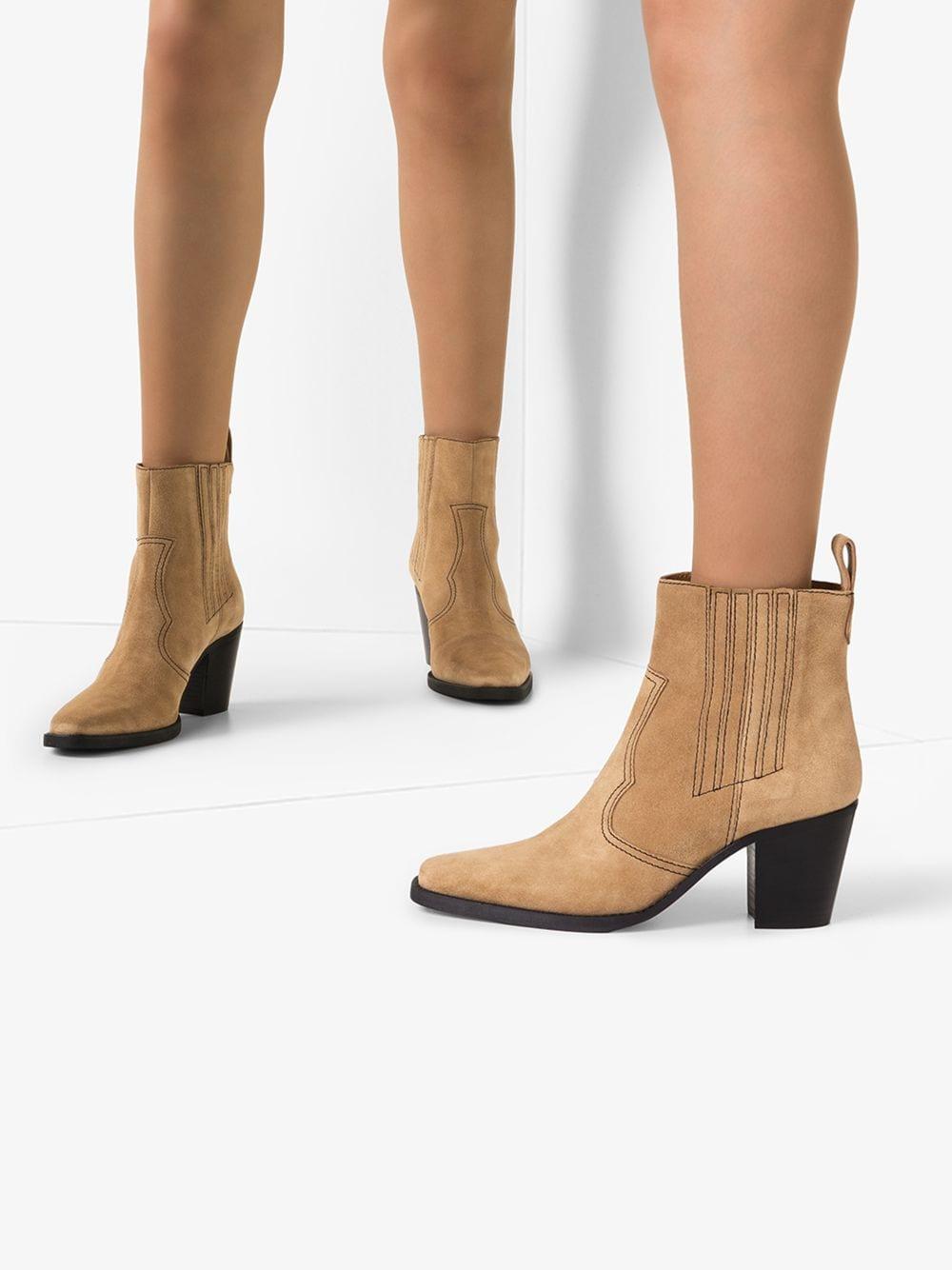 Ganni Western 70mm Ankle Boots in Brown | Lyst