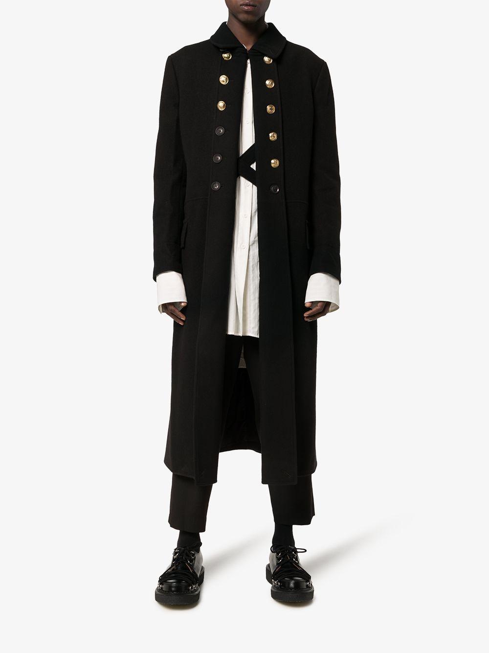 Yohji Yamamoto Wool Military Long Coat in Black for Men Lyst