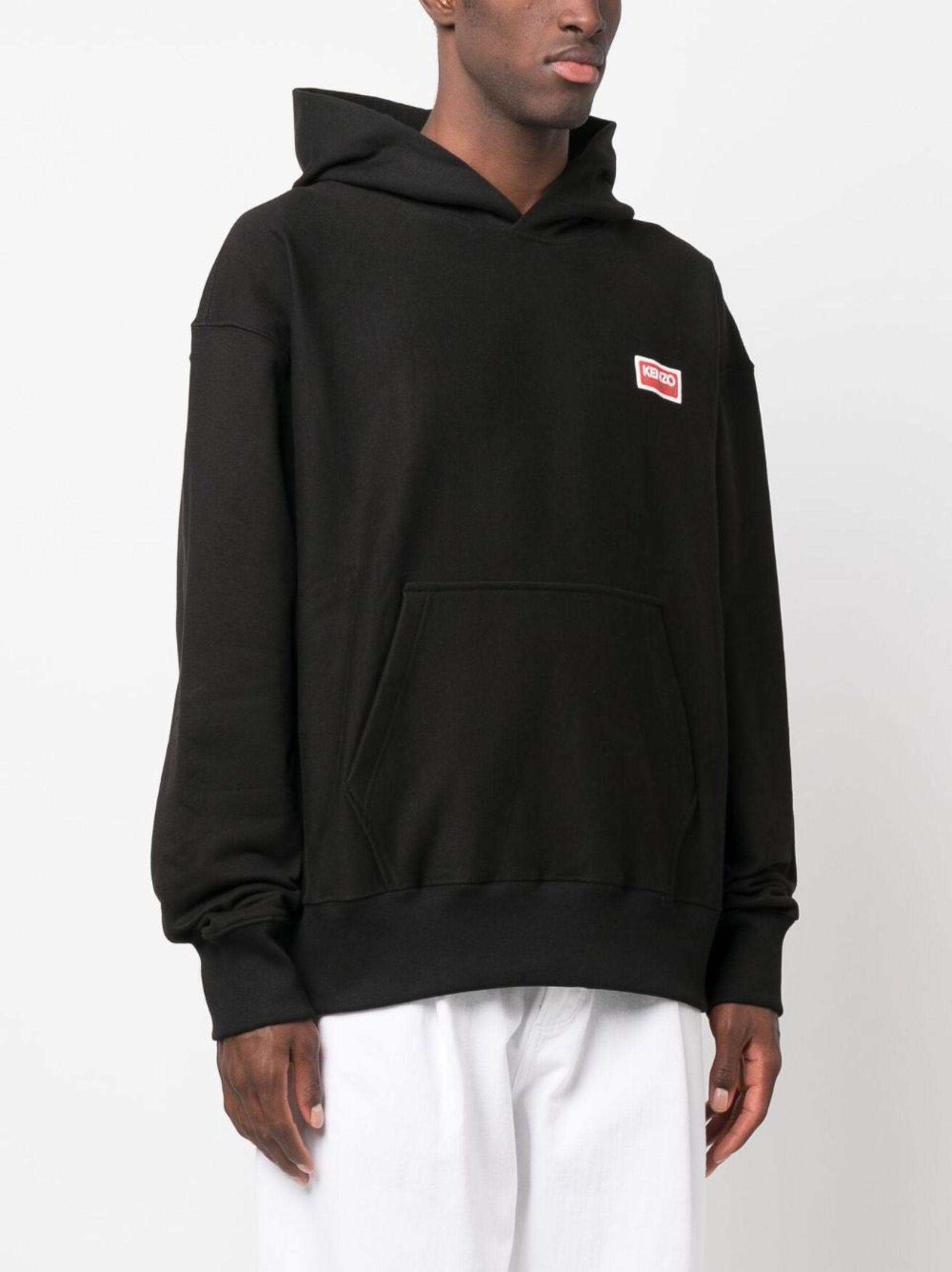 Kenzo logo-patch oversize coat - Black