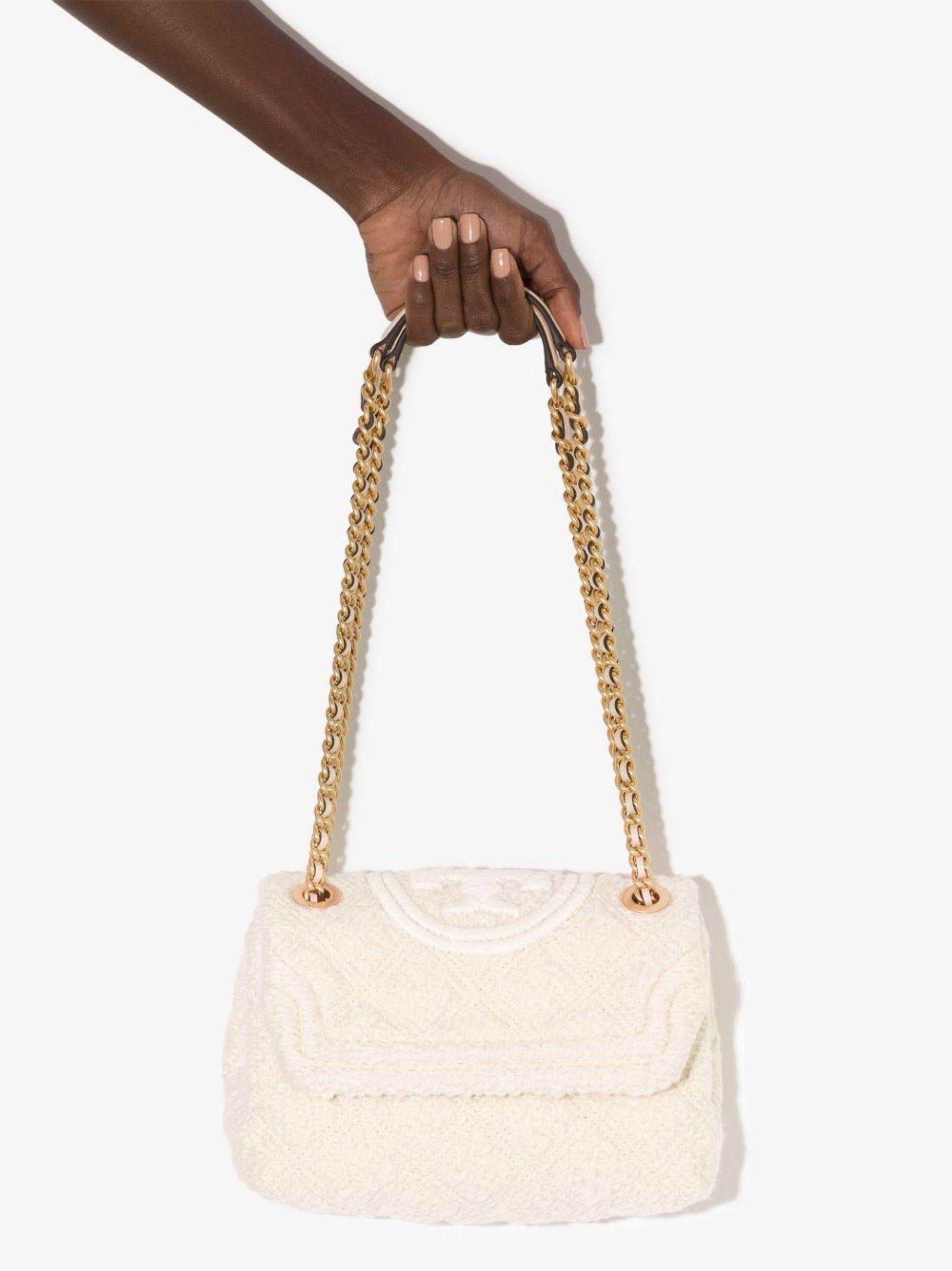 Tory Burch White Fleming Bouclé Quilted Shoulder Bag | Lyst