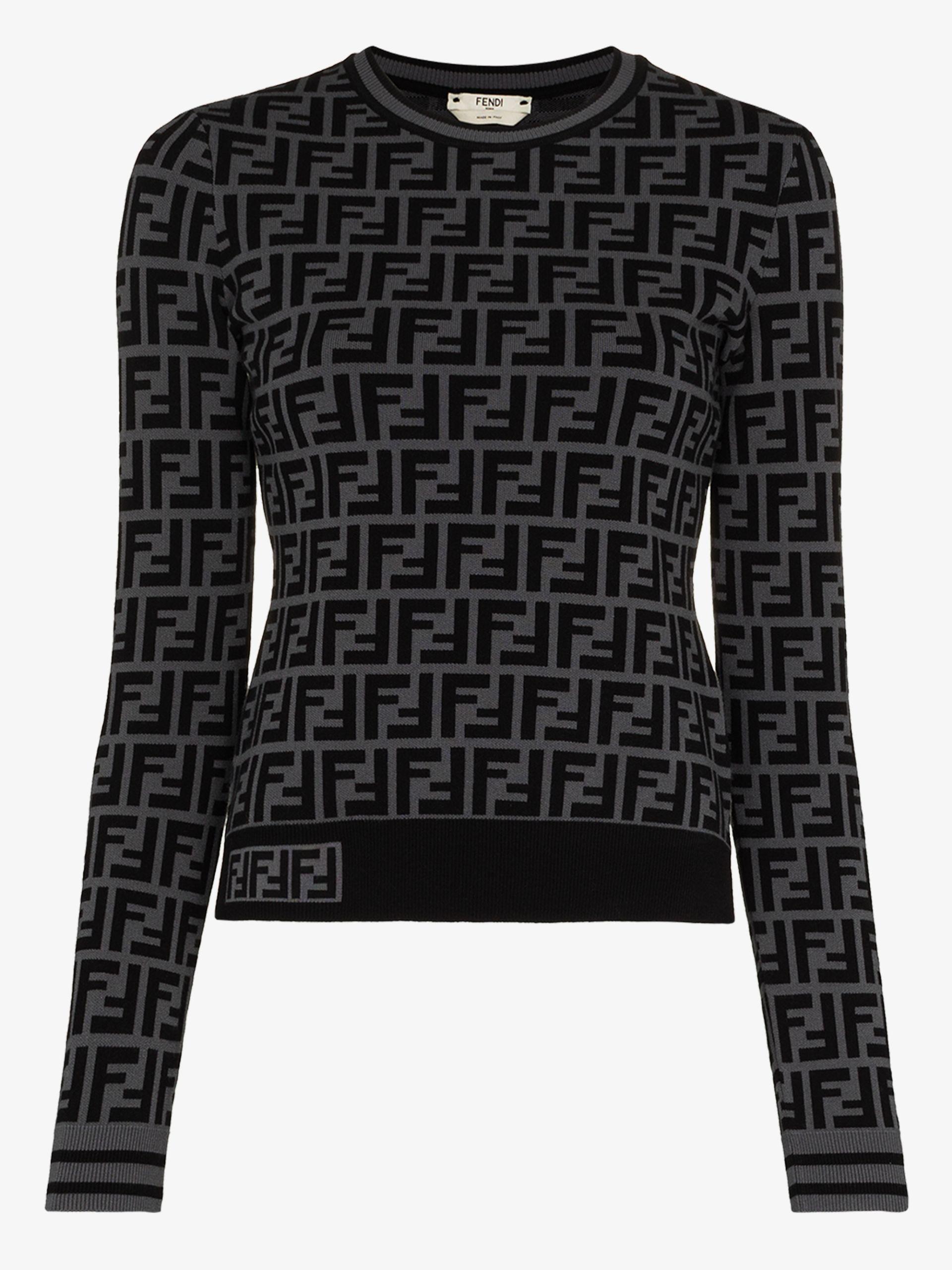 Fendi Ff Knit Pullover Sweater in Gray 