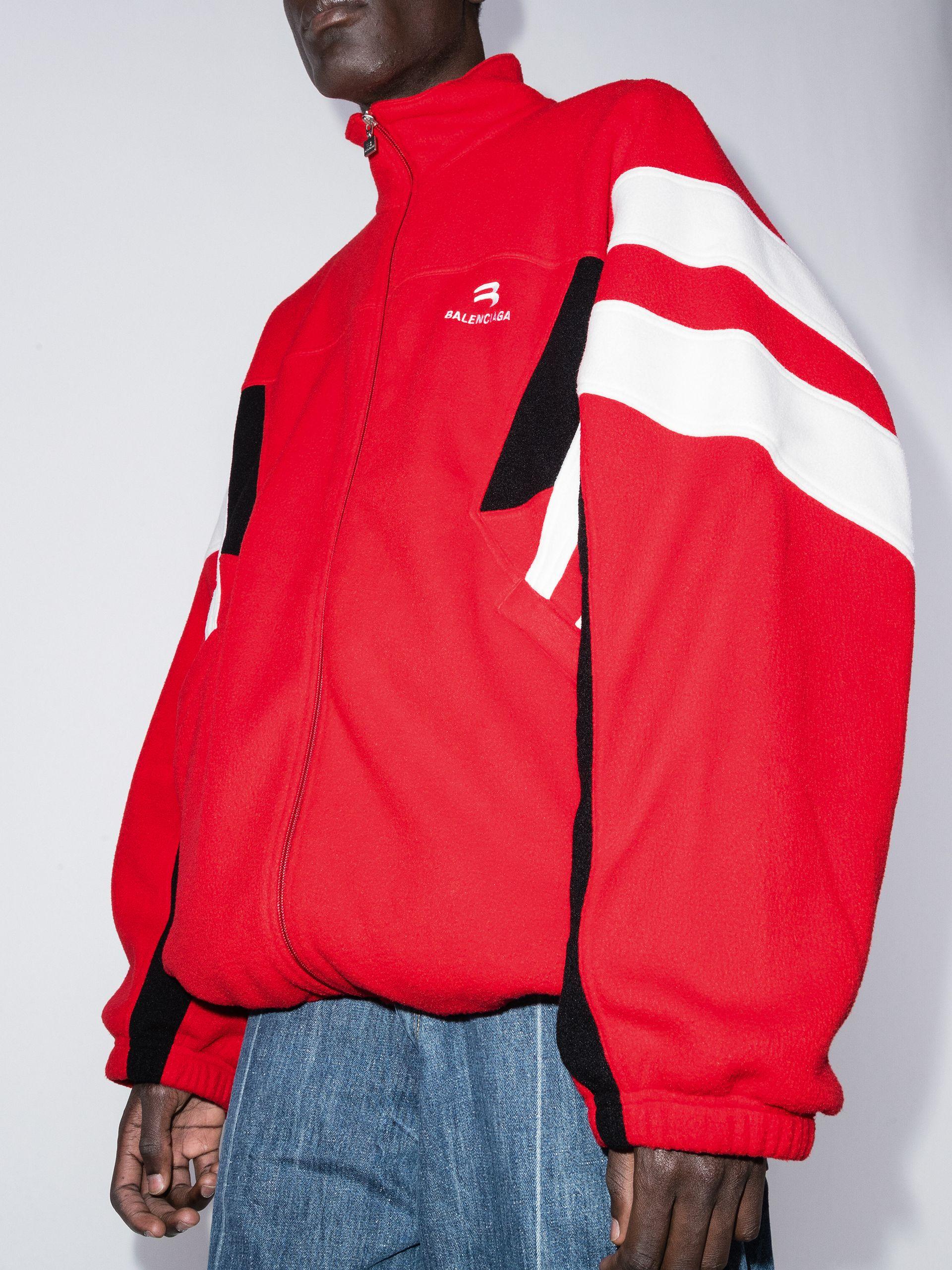 Balenciaga Sporty B Oversized Track Jacket in Red for Men | Lyst