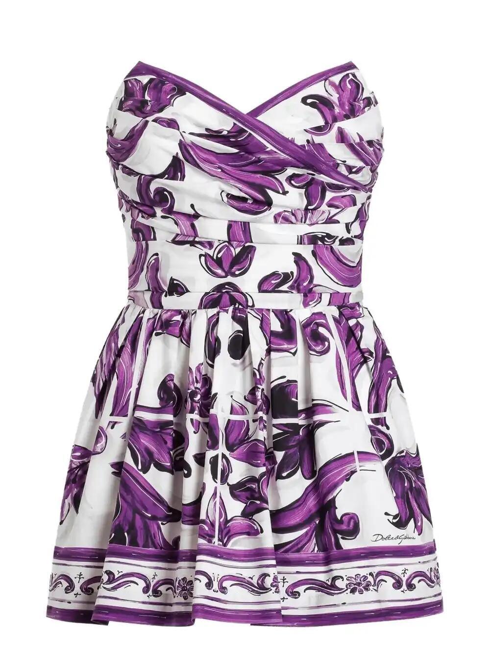 Dolce & Gabbana フラワープリント ドレス パープル Dolce & Gabbana フラワープリント ドレス パープル (Dolce