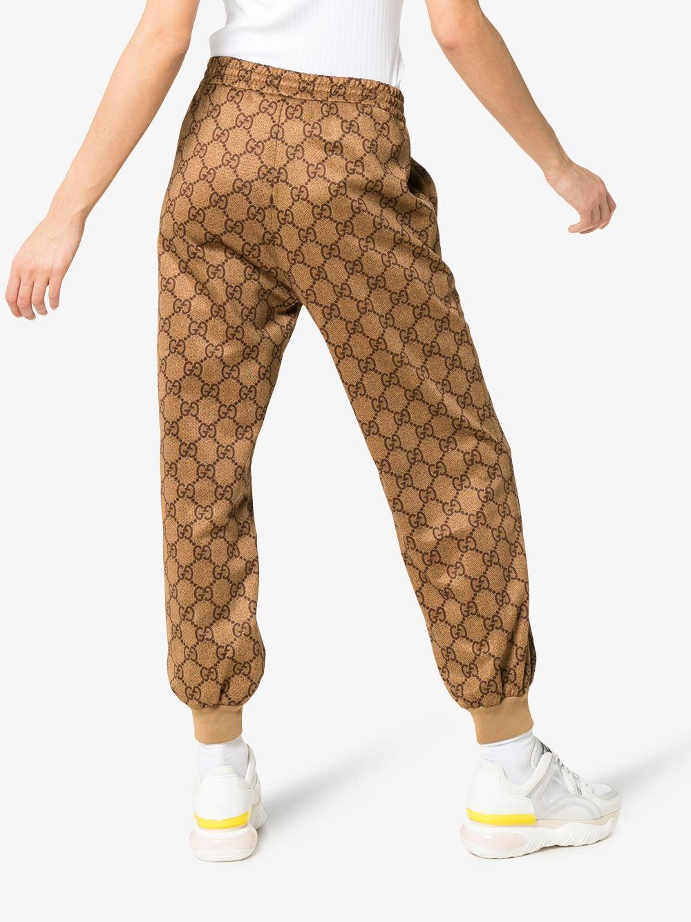 Gucci Gg Technical Jersey Track Bottoms in Brown | Lyst