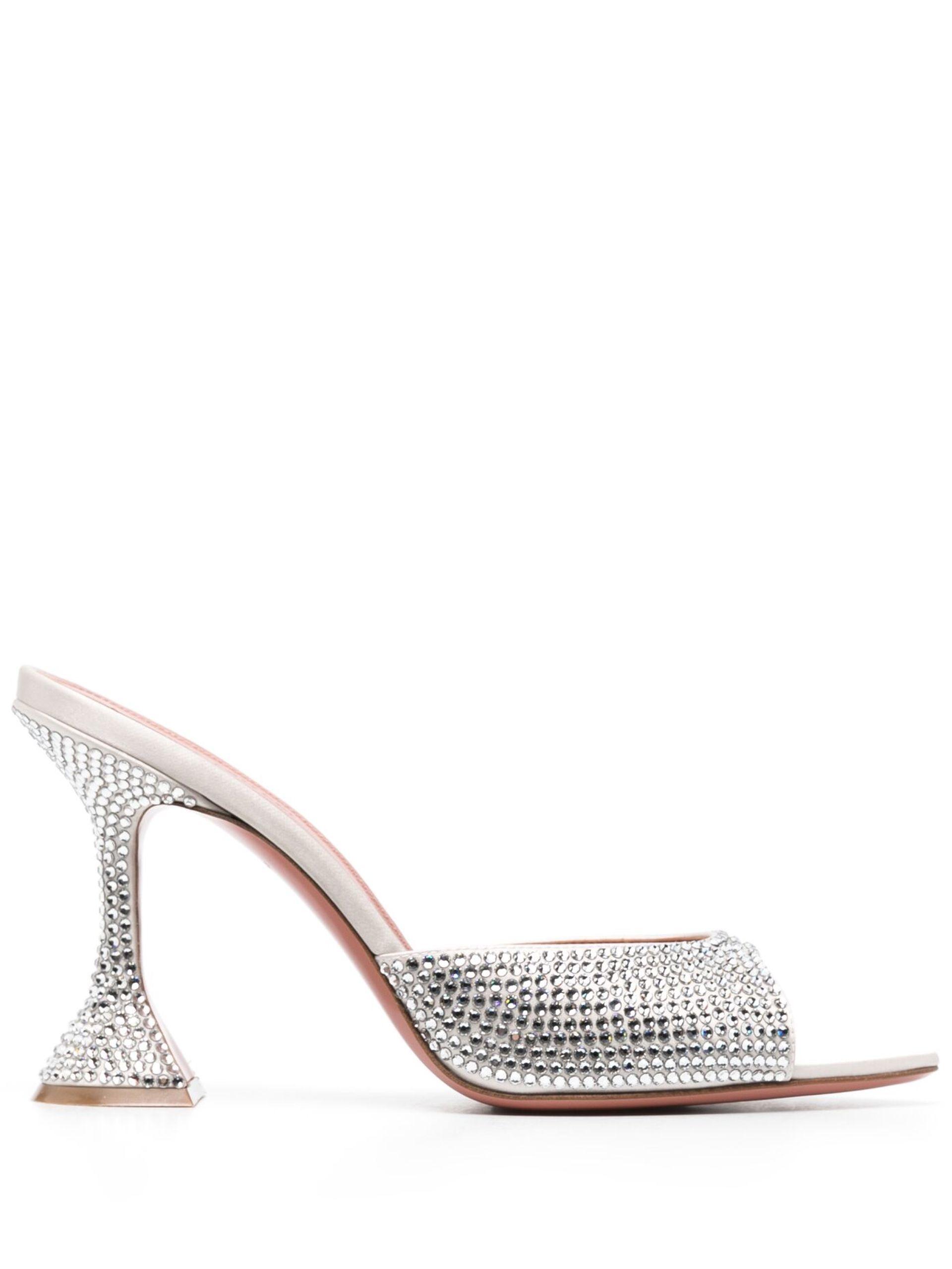 AMINA MUADDI Caroline 105mm Crystal-embellished Sandals in White | Lyst