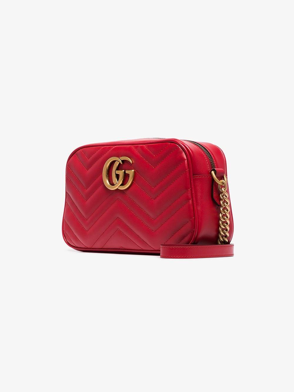 gg marmont small matelassé shoulder bag red