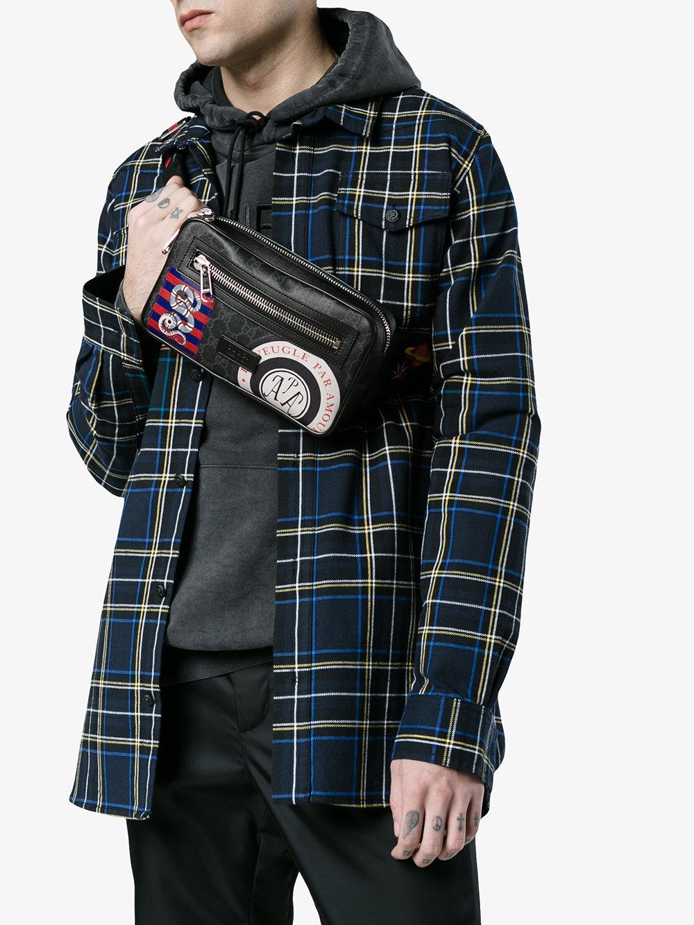 Gucci Leather Night Courrier Gg Supreme Belt Bag I in Black for Men | Lyst