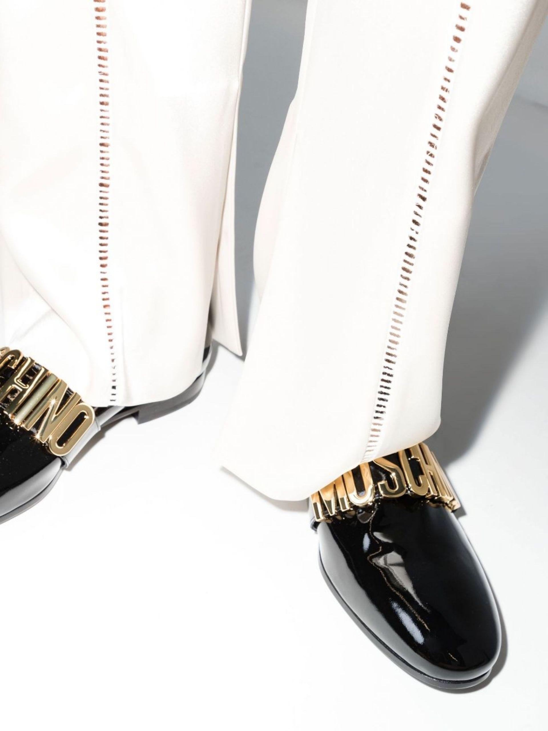 Moschino Logo-lettering Patent Loafers 