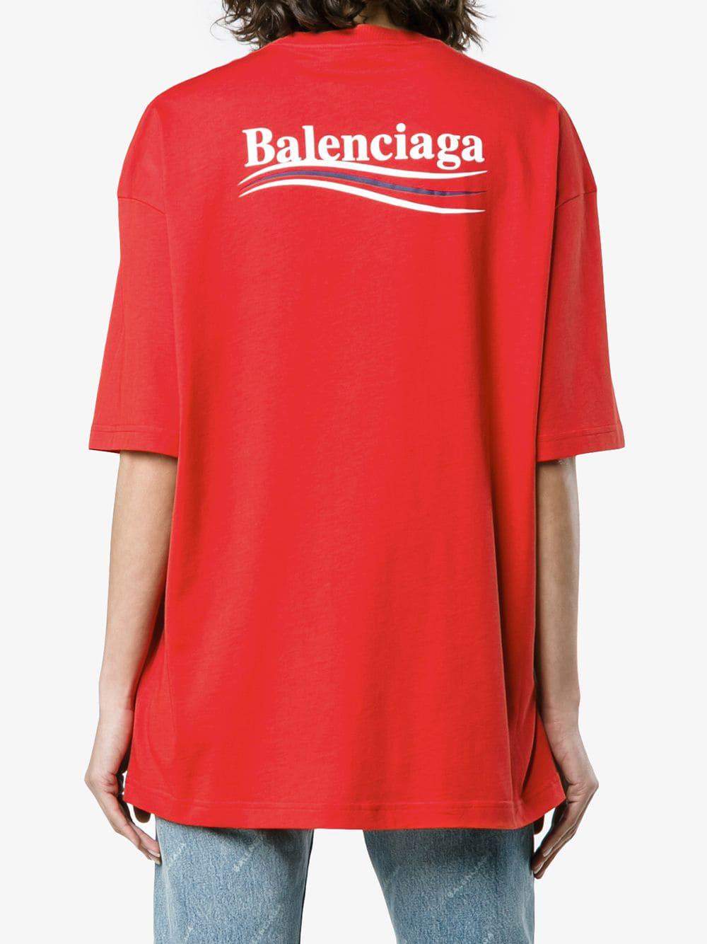 indre han Mursten Balenciaga Logo Print T-shirt in Red | Lyst