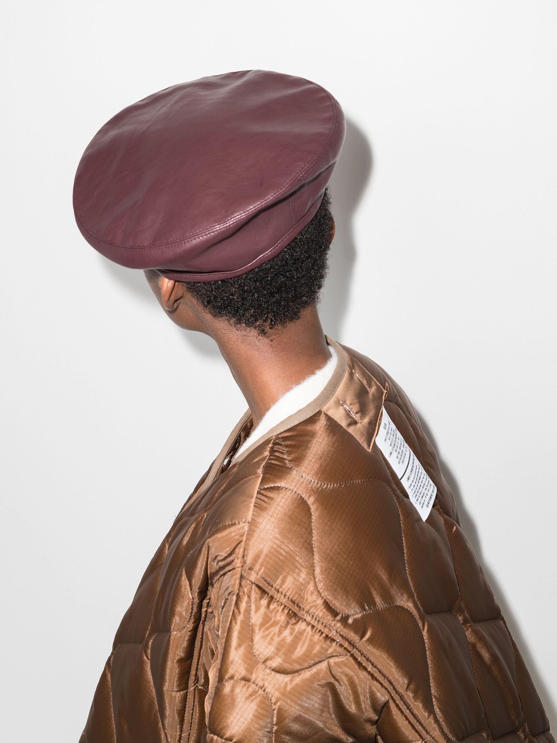 Burgundy leather beret Clearance