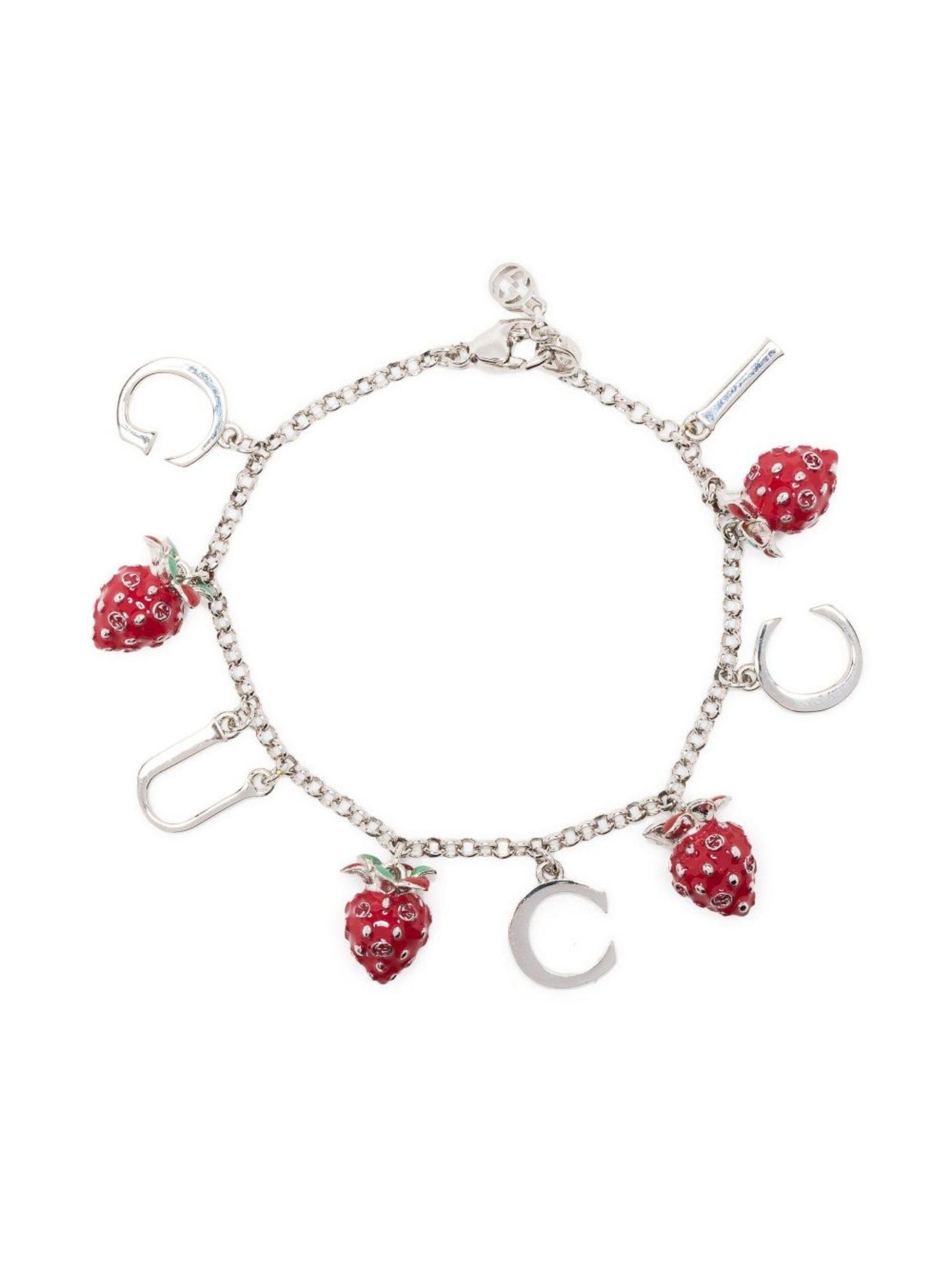Gucci Strawberry Charm Link Bracelet in White for Men | Lyst