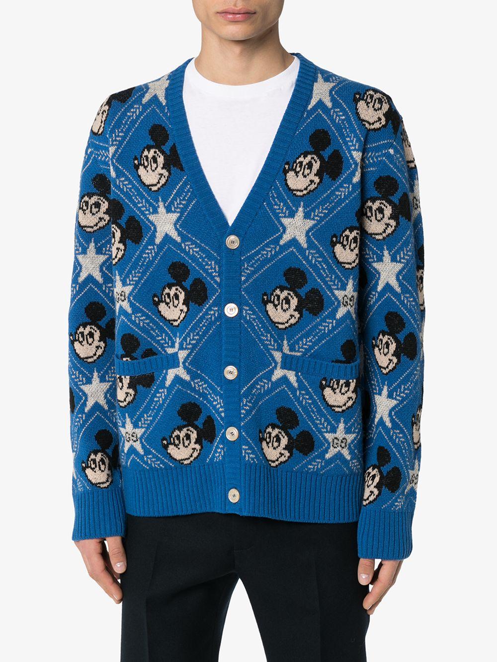 Gucci X Disney Mickey Jacquard Cardigan in Blue for Men | Lyst Australia