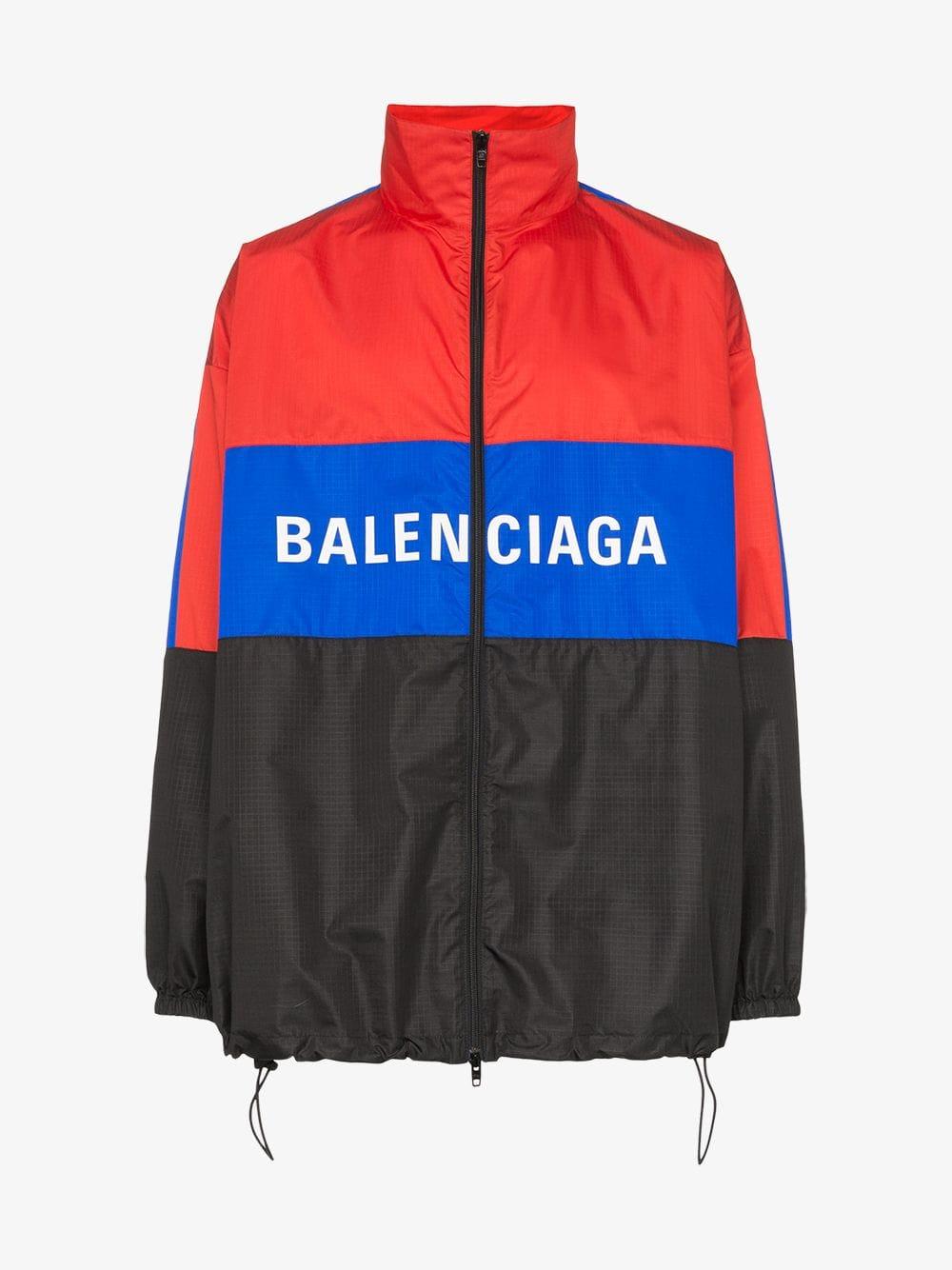 Balenciaga Synthetic Colorblock Logo Track Jacket in Red/ Black (Red) for  Men - Lyst