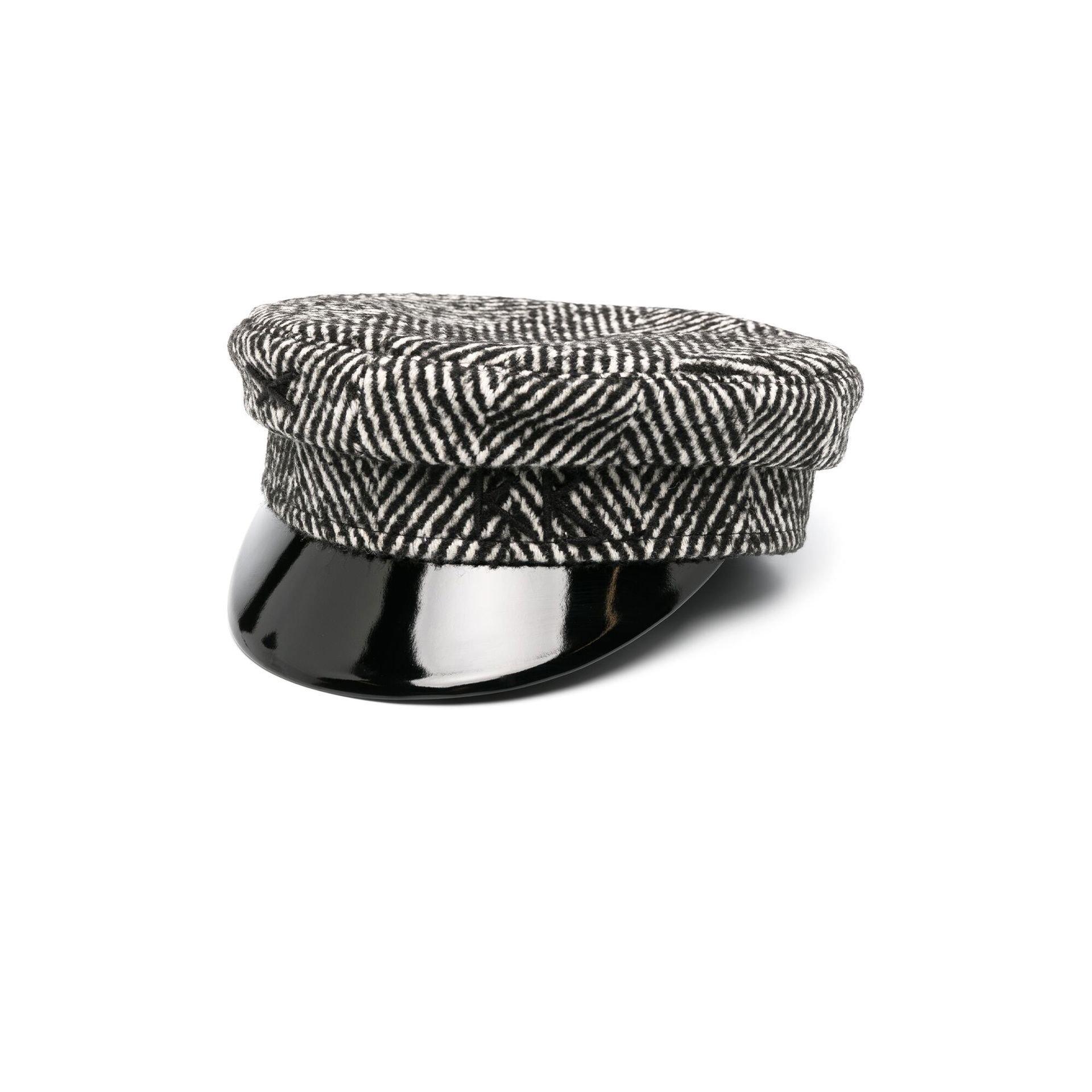 Ruslan Baginskiy Leather Black Herringbone Baker Boy Hat Lyst