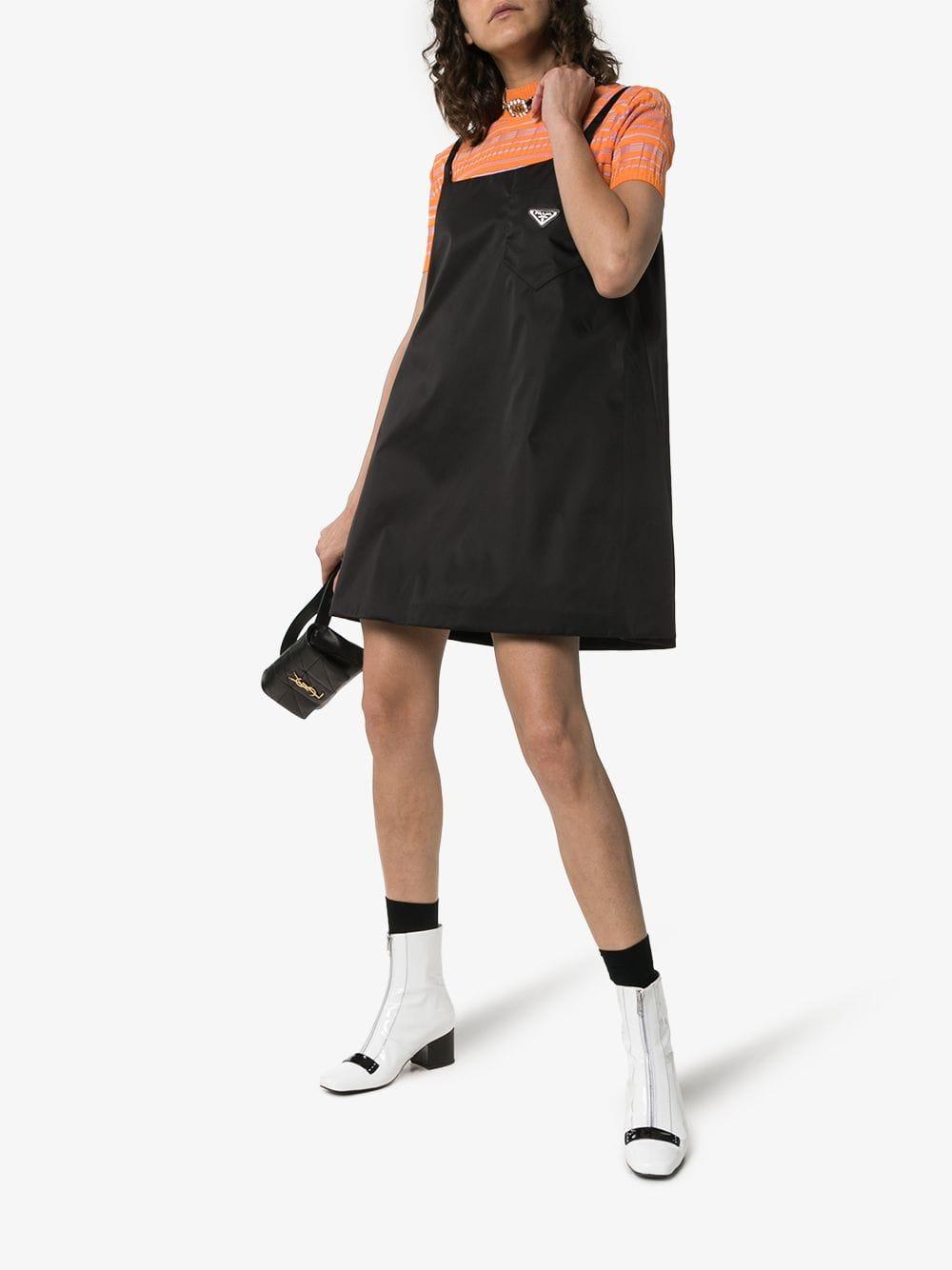 Prada Synthetic A-line Logo Mini Dress in Black | Lyst