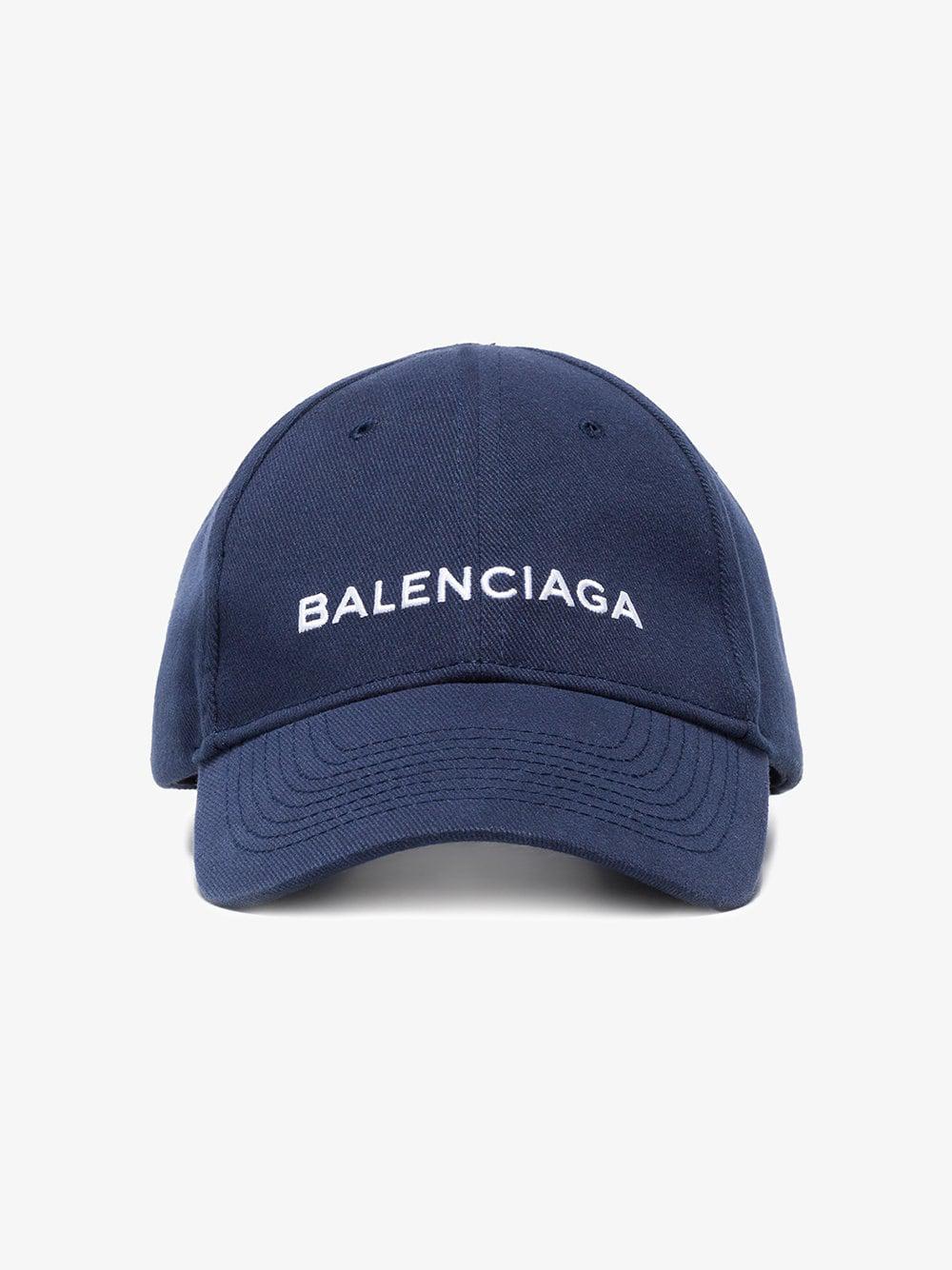Balenciaga Cotton Navy Logo Baseball Cap in Blue for Men | Lyst