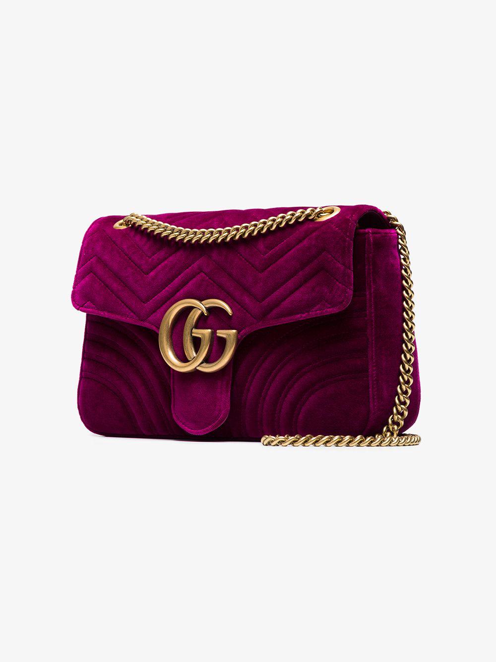 gucci fuchsia velvet bag
