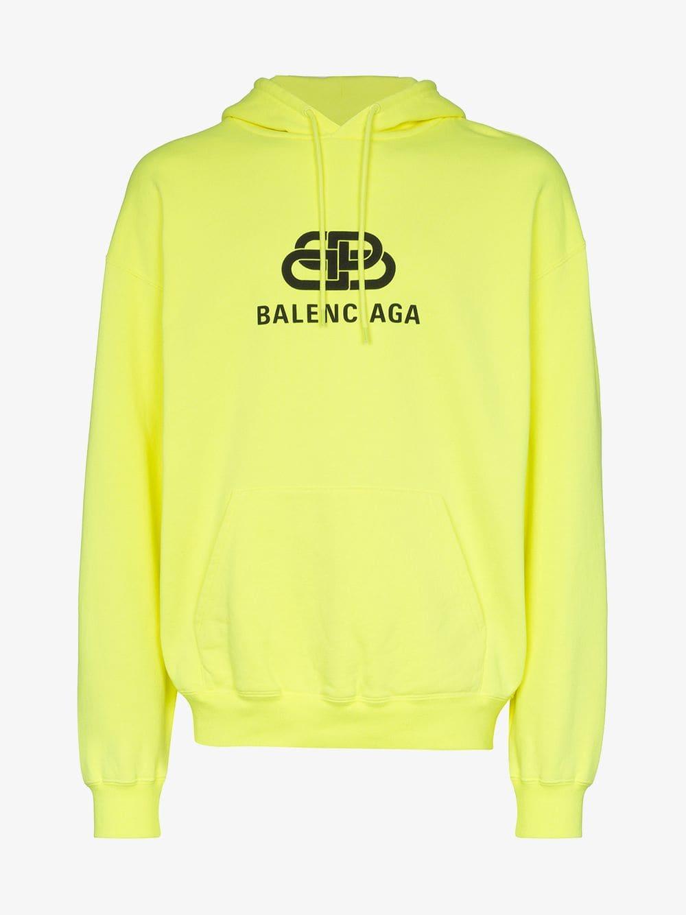 Balenciaga Cotton Bb Back Pulled Hoodie in Neon Yellow / Black (Yellow) for  Men | Lyst