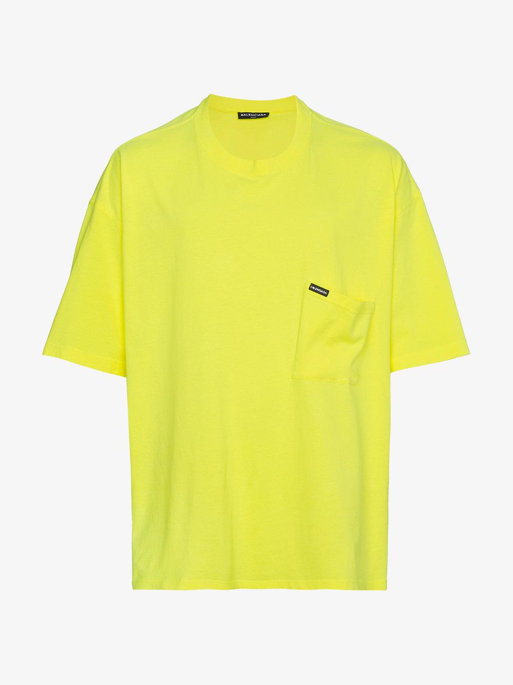 Balenciaga Cotton Neon Oversize Pocket T-shirt By in Yellow/Orange ...