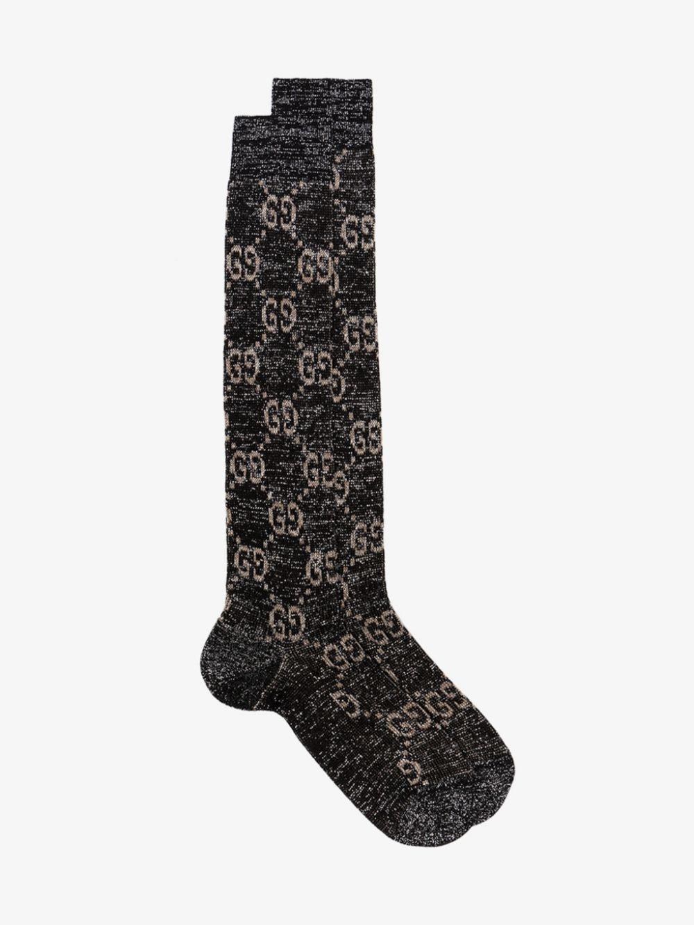 Gucci Cotton Lurex Interlocking G Socks Black Lyst