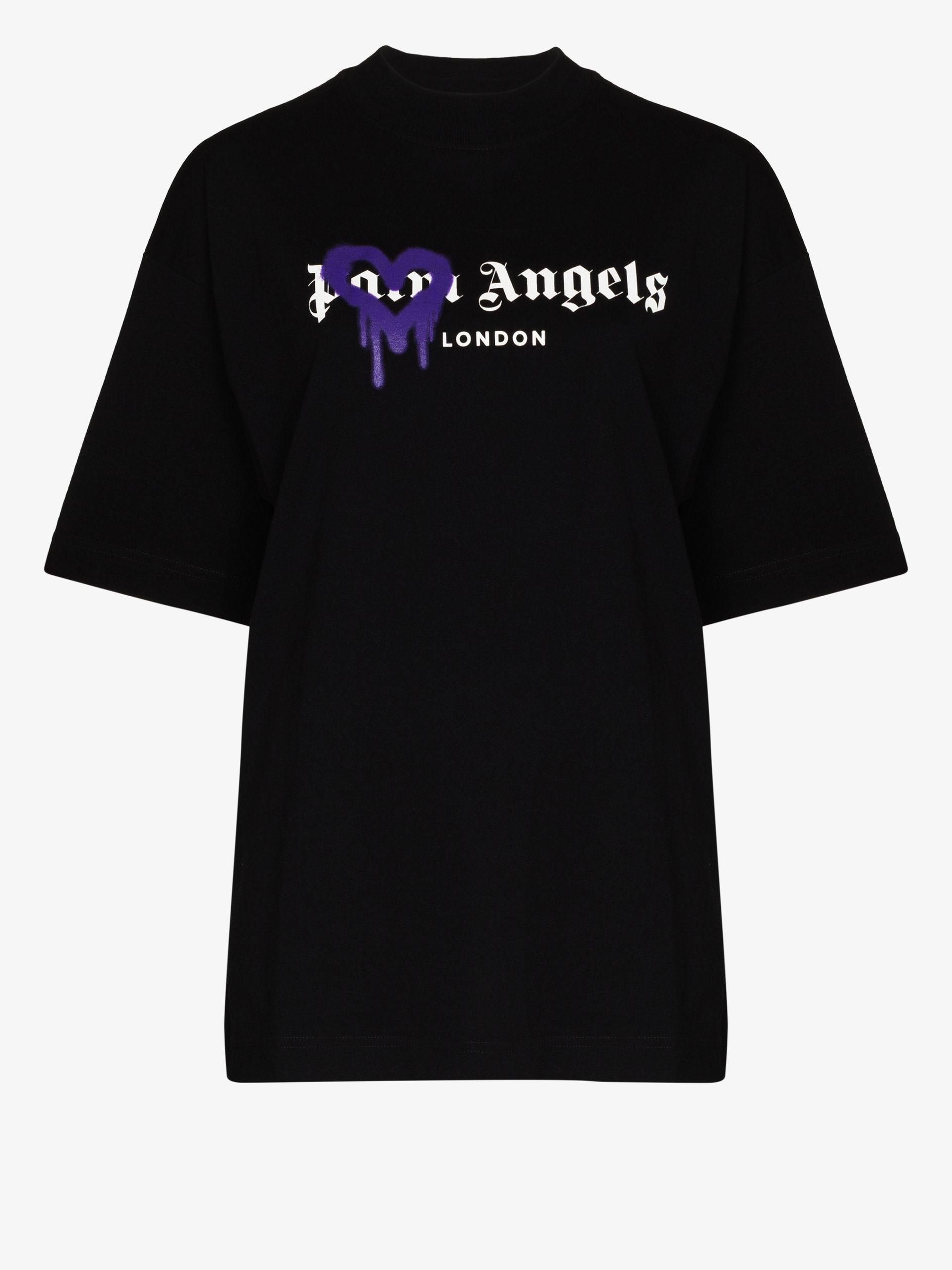 Palm Angels London Heart Spray T-shirt in Black | Lyst