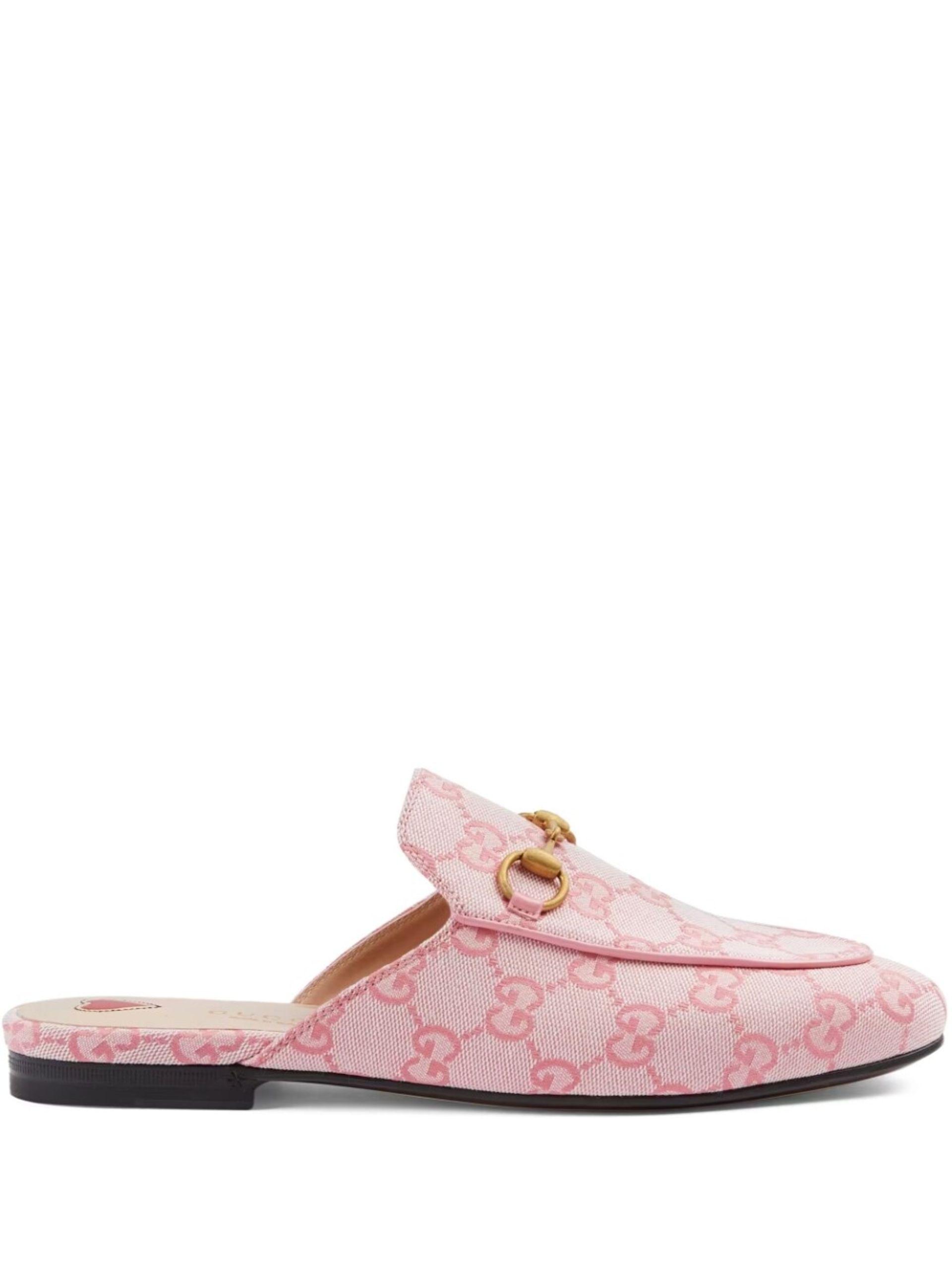 Gucci Princetown GG Canvas Leather Slipper in Pink Lyst UK