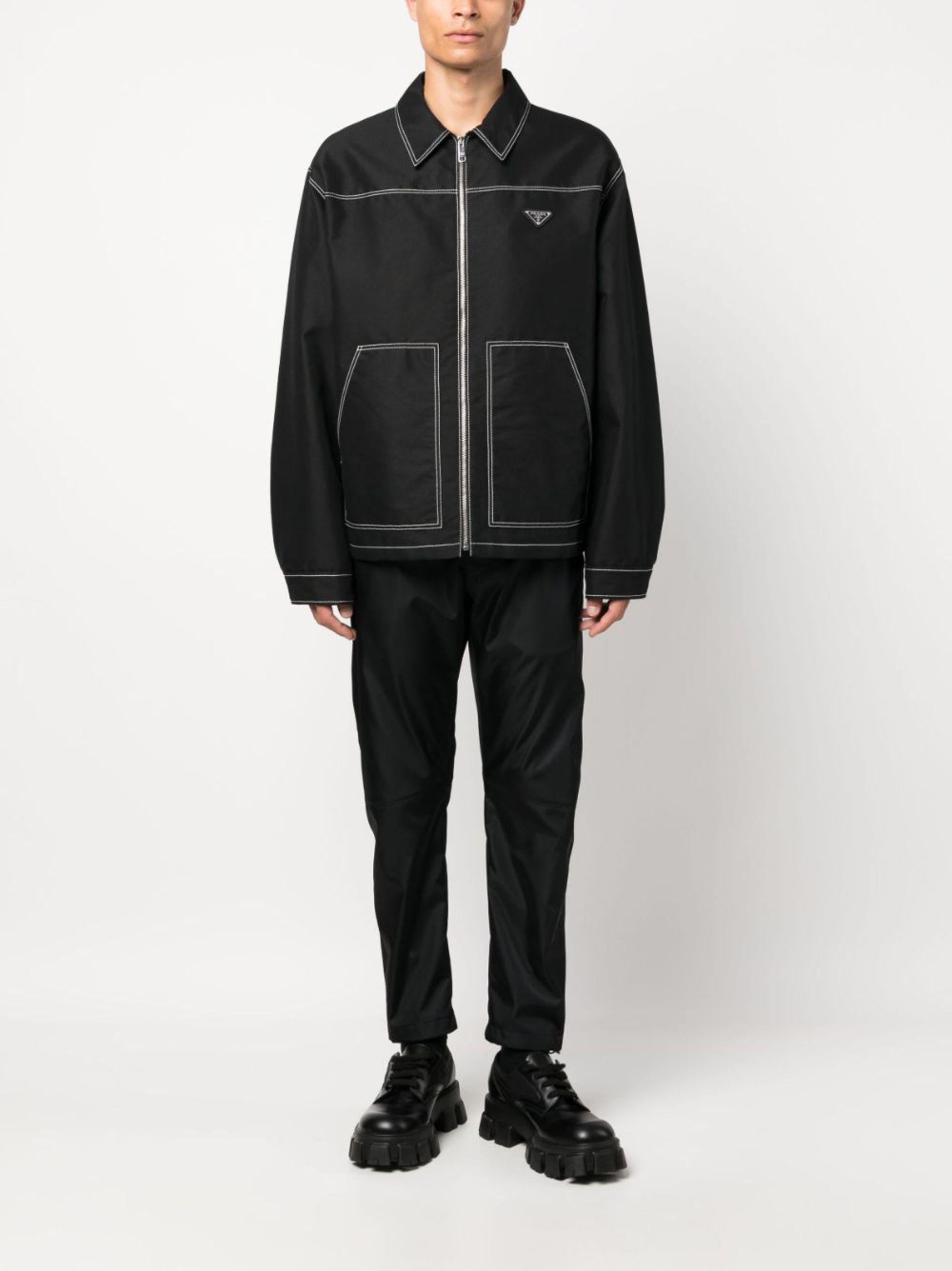 Prada Contrast-stitching Shirt Jacket in Black for Men | Lyst