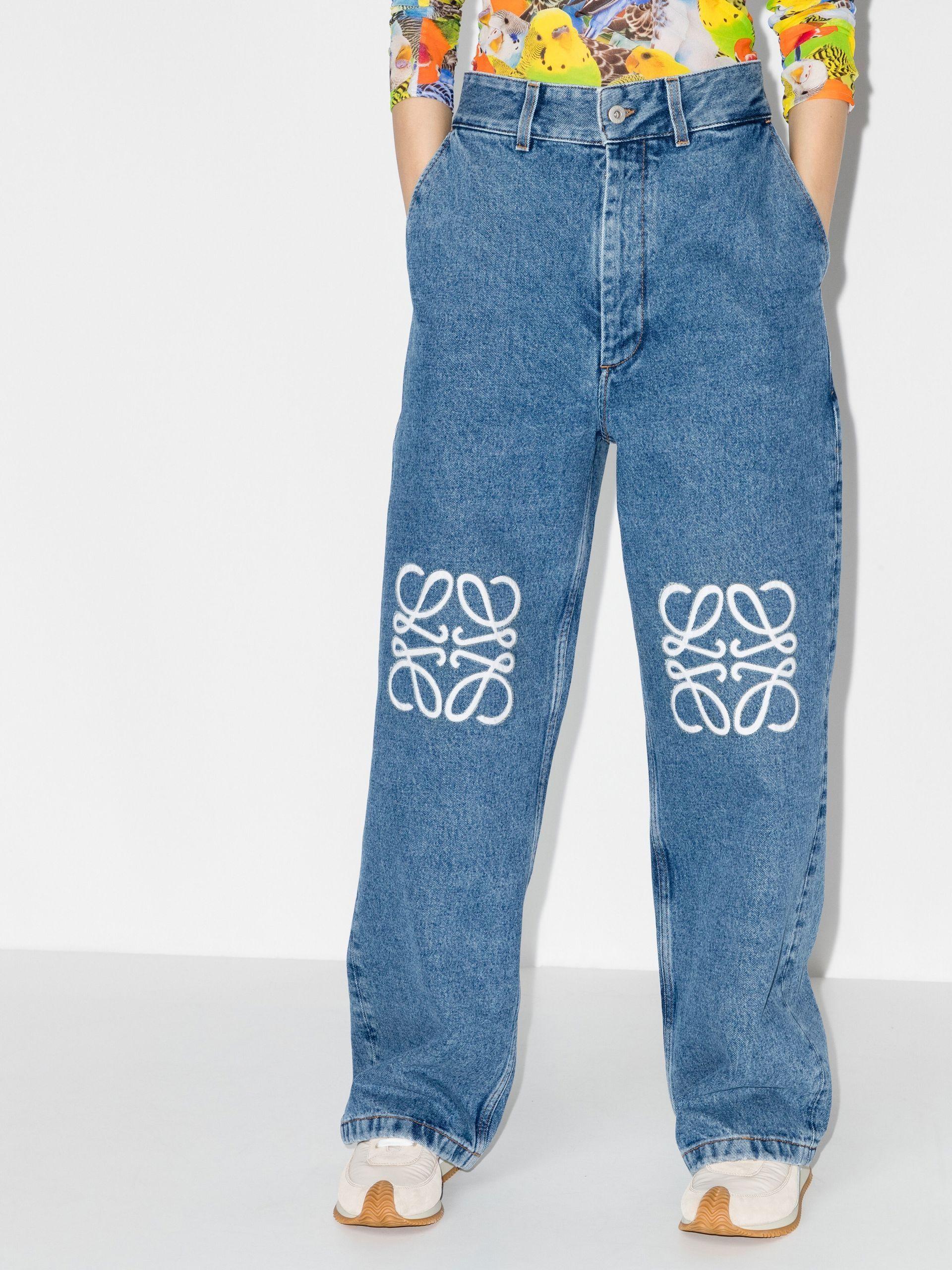 Loewe Denim Blue Anagram Straight Leg Jeans | Lyst