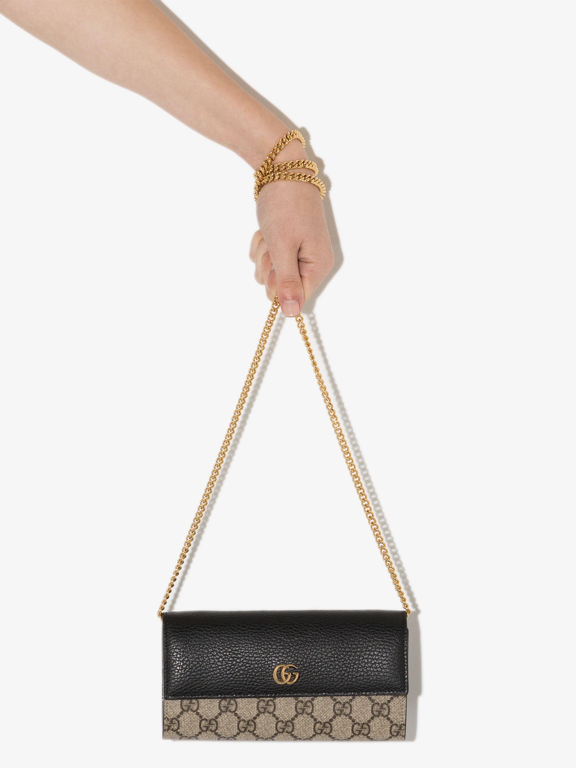 Gucci Black gg Marmont Chain Wallet | Lyst