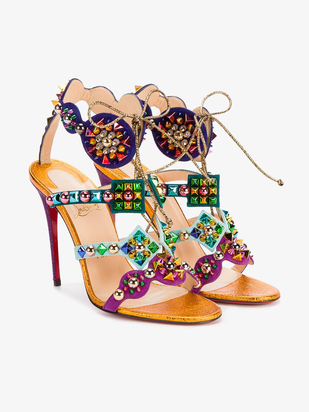 Christian Louboutin Crystal Embellished Stiletto Heeled Sandals | Lyst