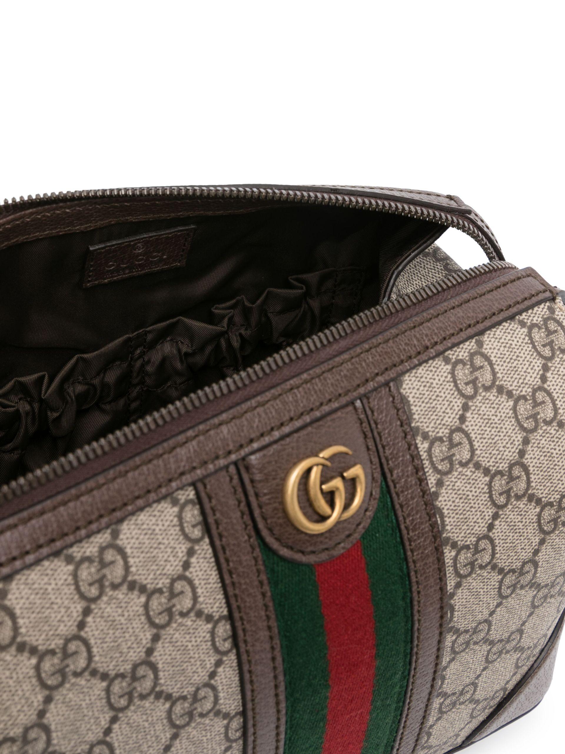Gucci GG Supreme Leather Wash Bag - Brown for Men