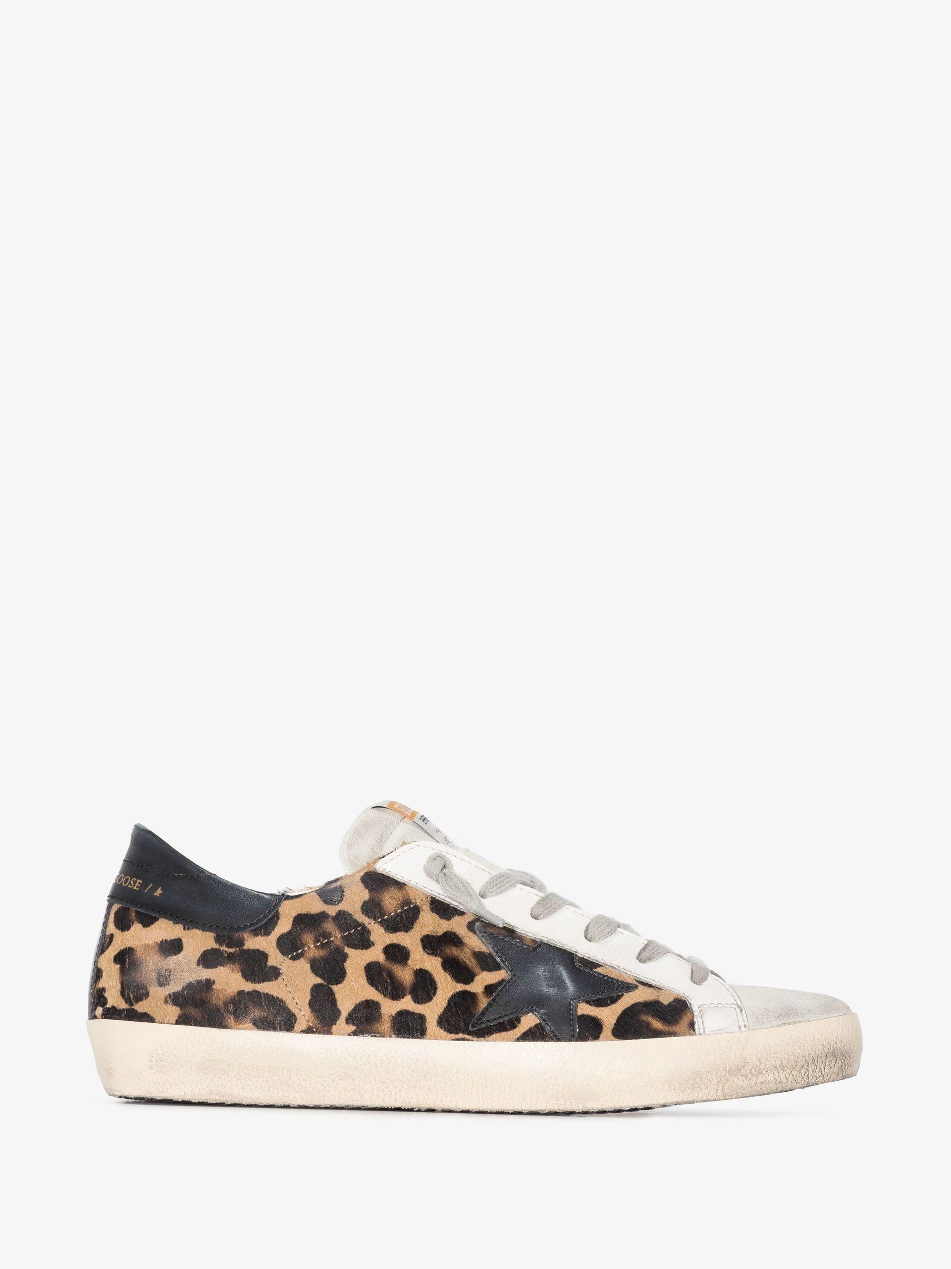 Golden Goose Neutral Super-star Leopard Print Leather Sneakers in White |  Lyst