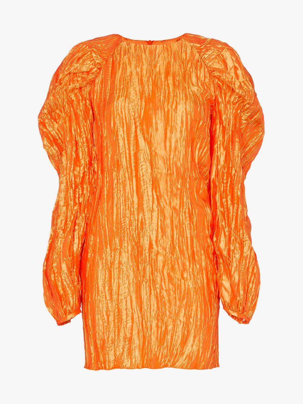ROTATE BIRGER CHRISTENSEN Synthetic Textured Crinkle Mini Dress in Orange -  Lyst