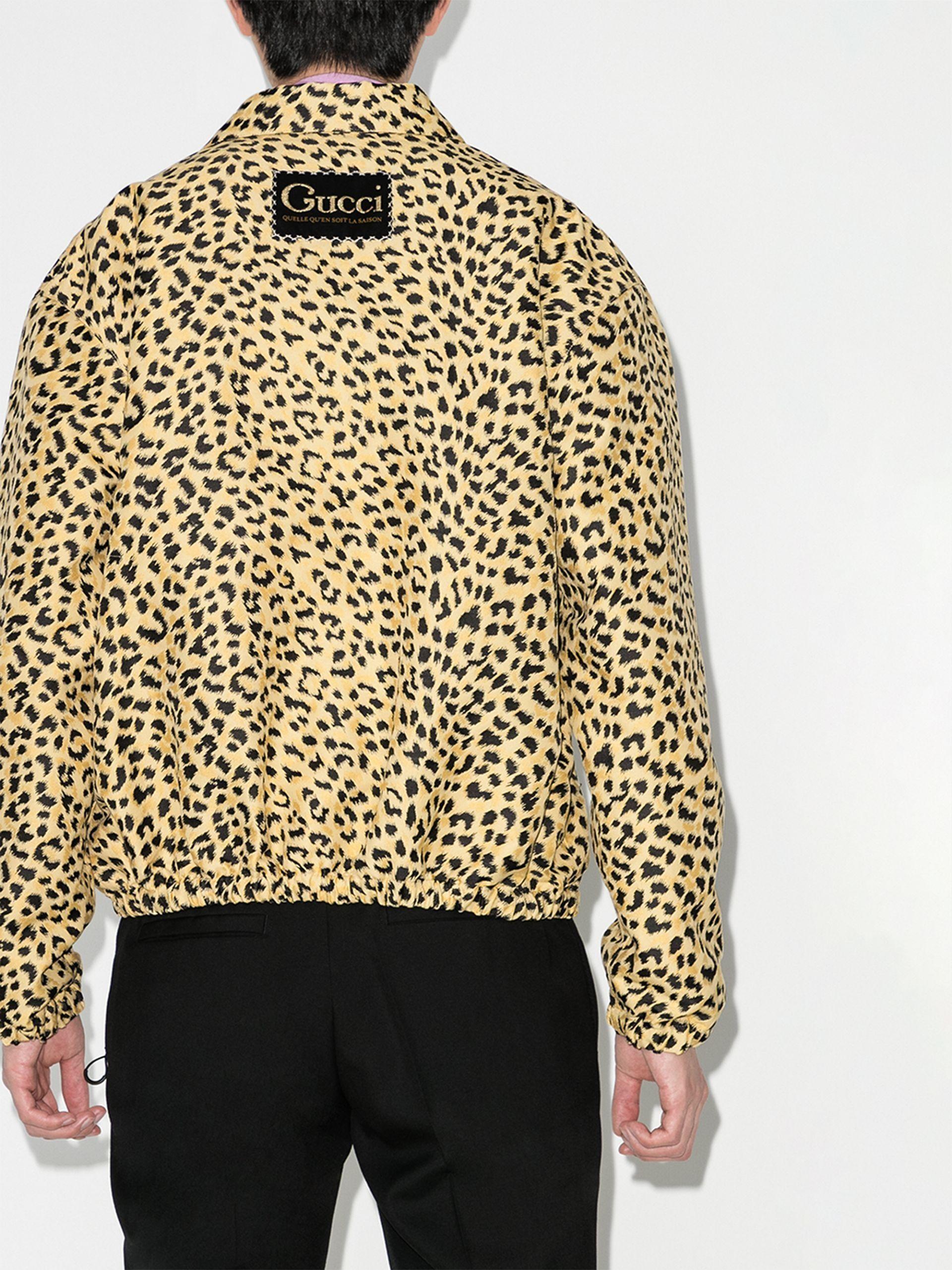 Gucci Cotton Leopard Print Bomber Jacket for Men | Lyst