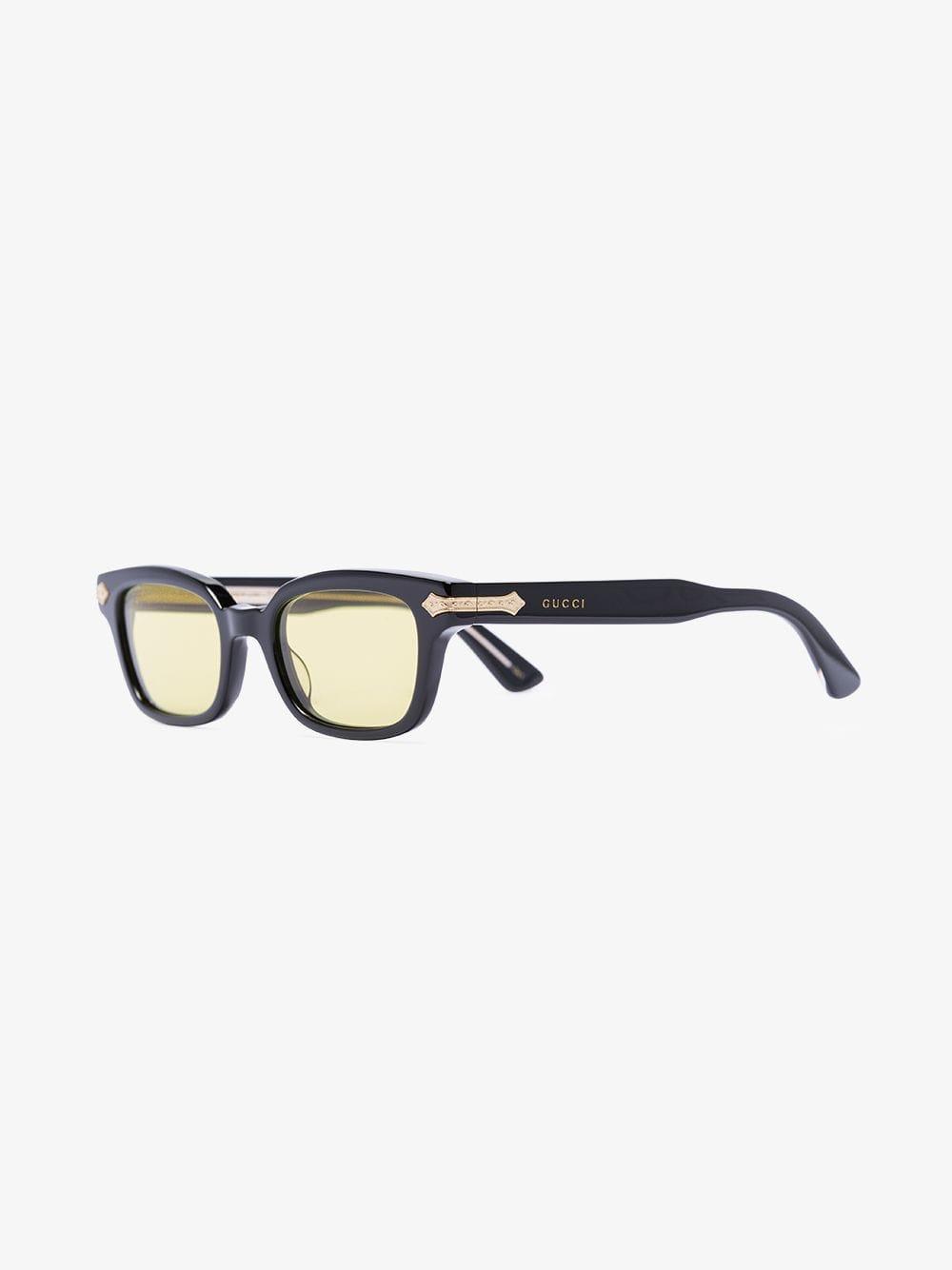 Gucci Black Acetate Yellow Lens Sunglasses for Men | Lyst