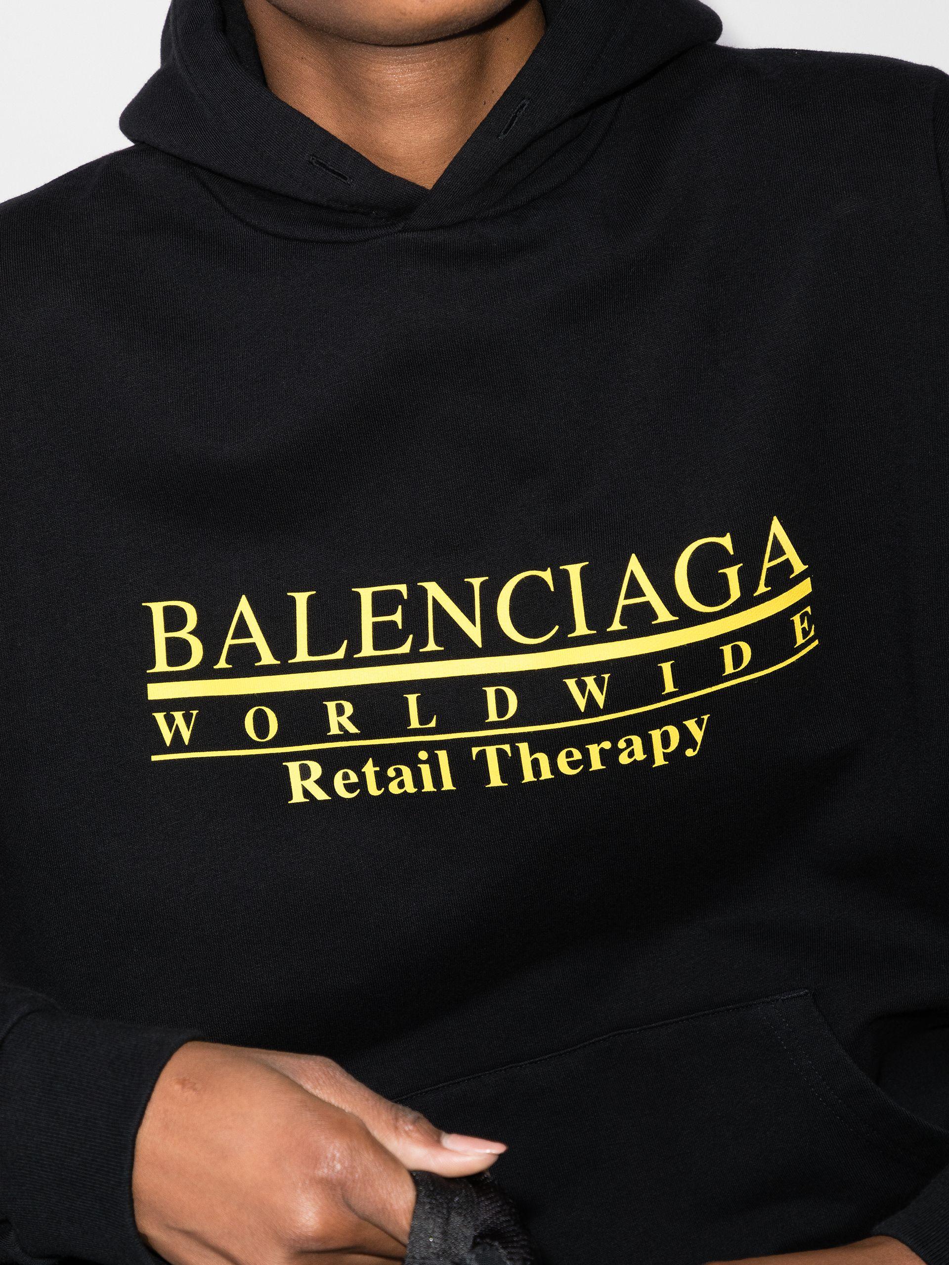 Balenciaga Retail Therapy Logo Cotton Hoodie in Black | Lyst