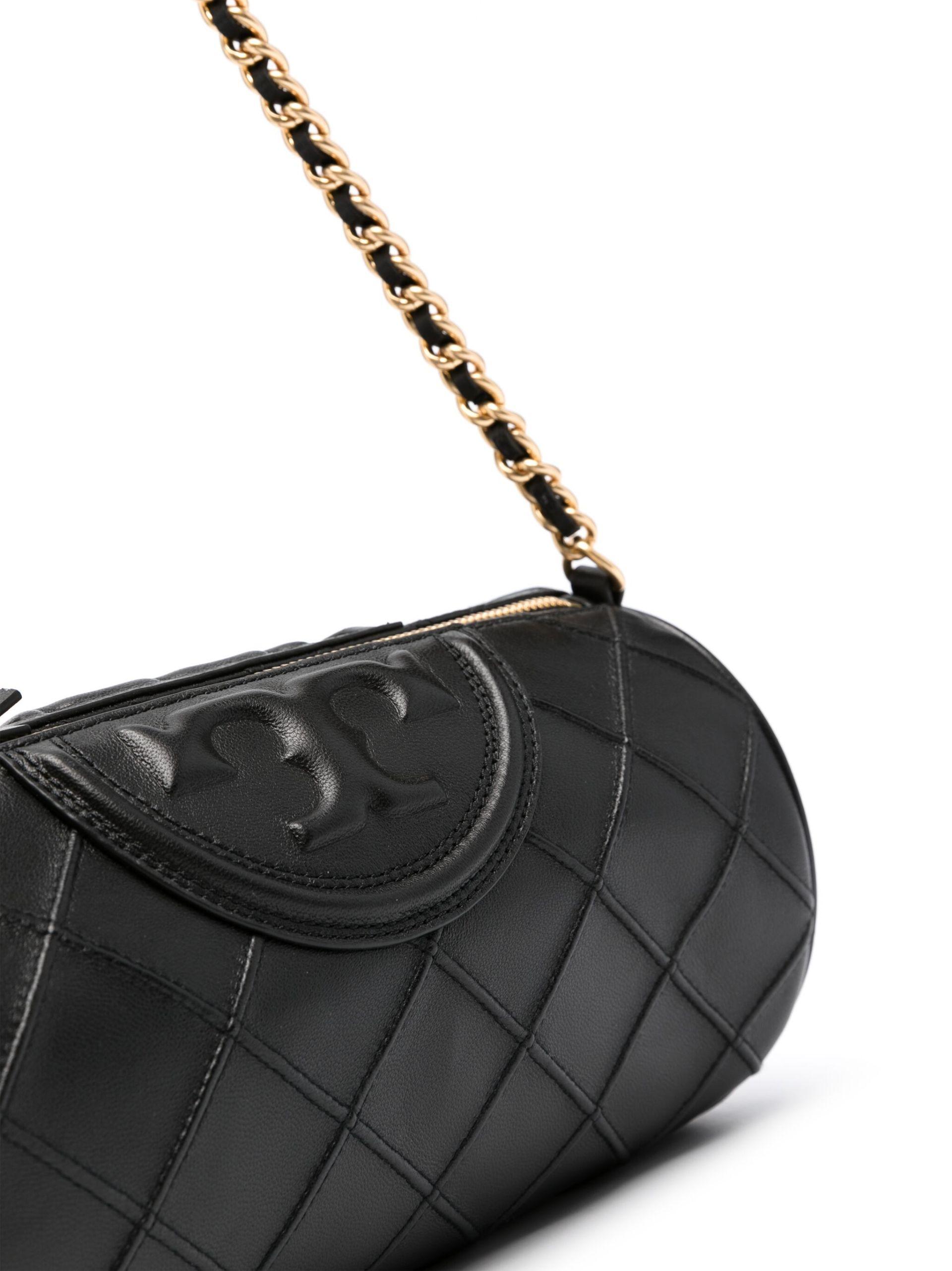 Tory Burch Fleming Soft Leather Barrel Bag in Black Lyst