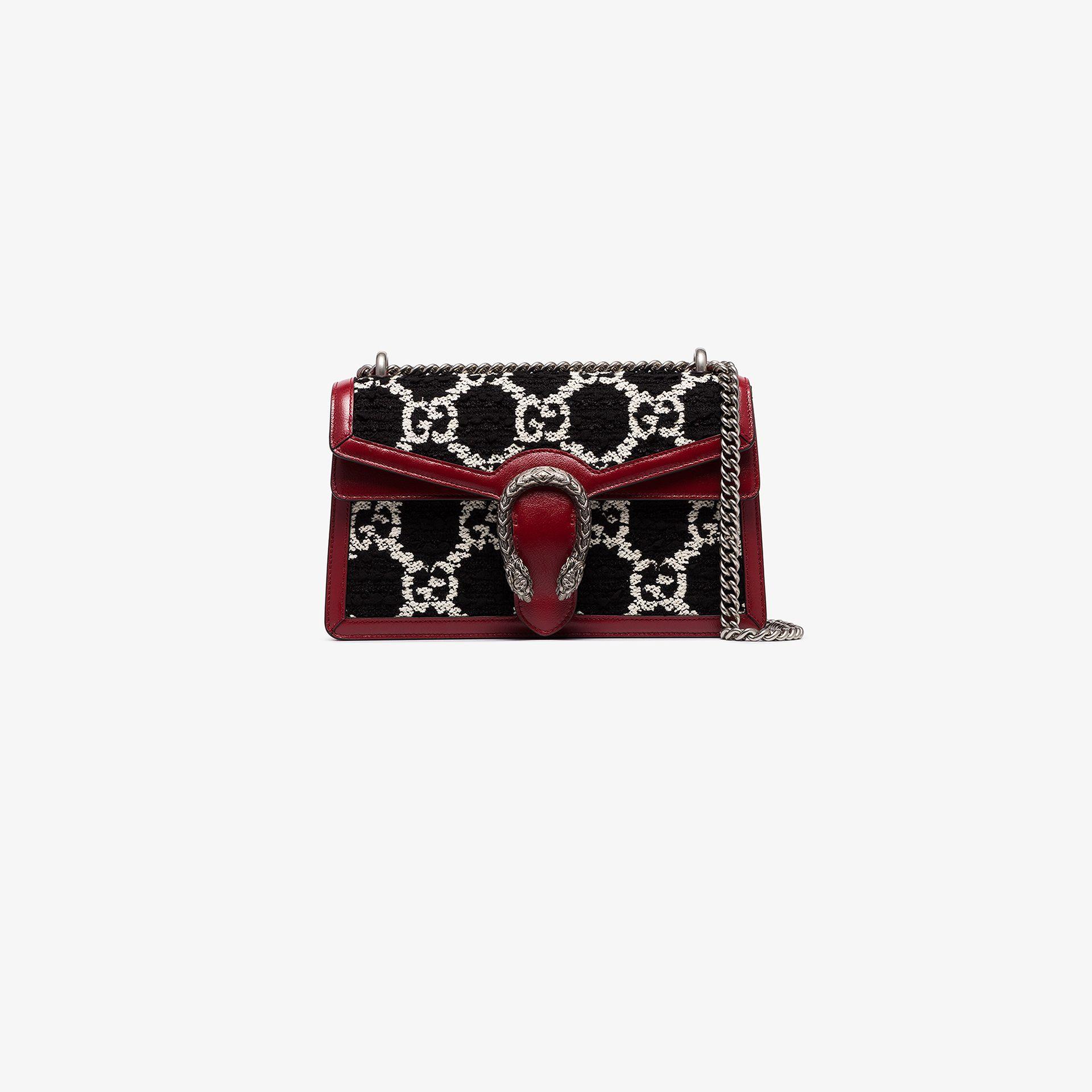 Gucci Dionysus GG Tweed Small Shoulder Bag Black/red | Lyst