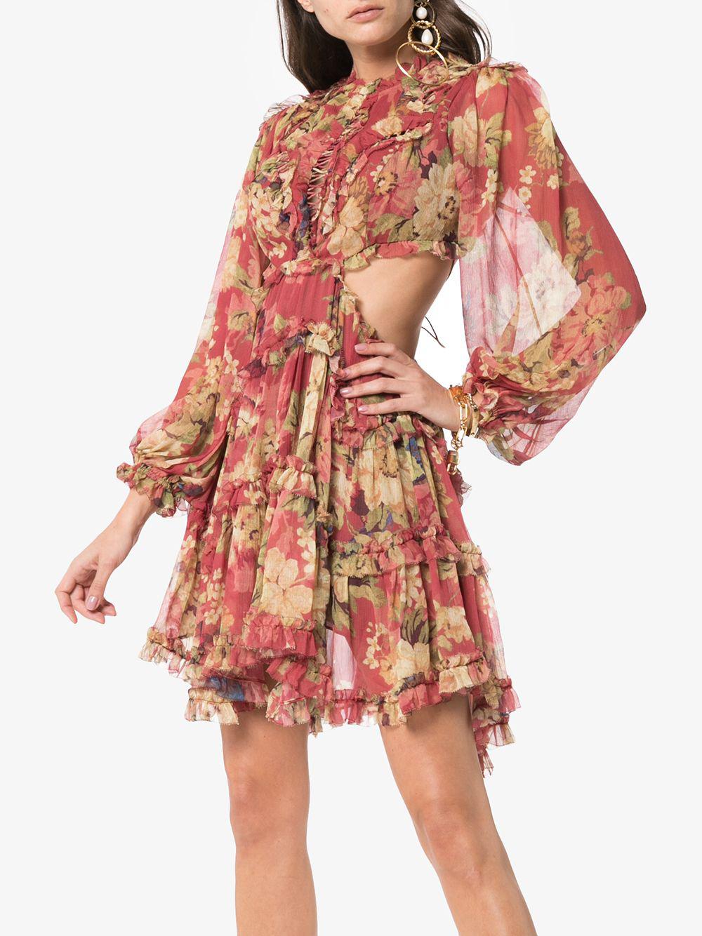 Zimmermann Floral-print Cutout Silk 