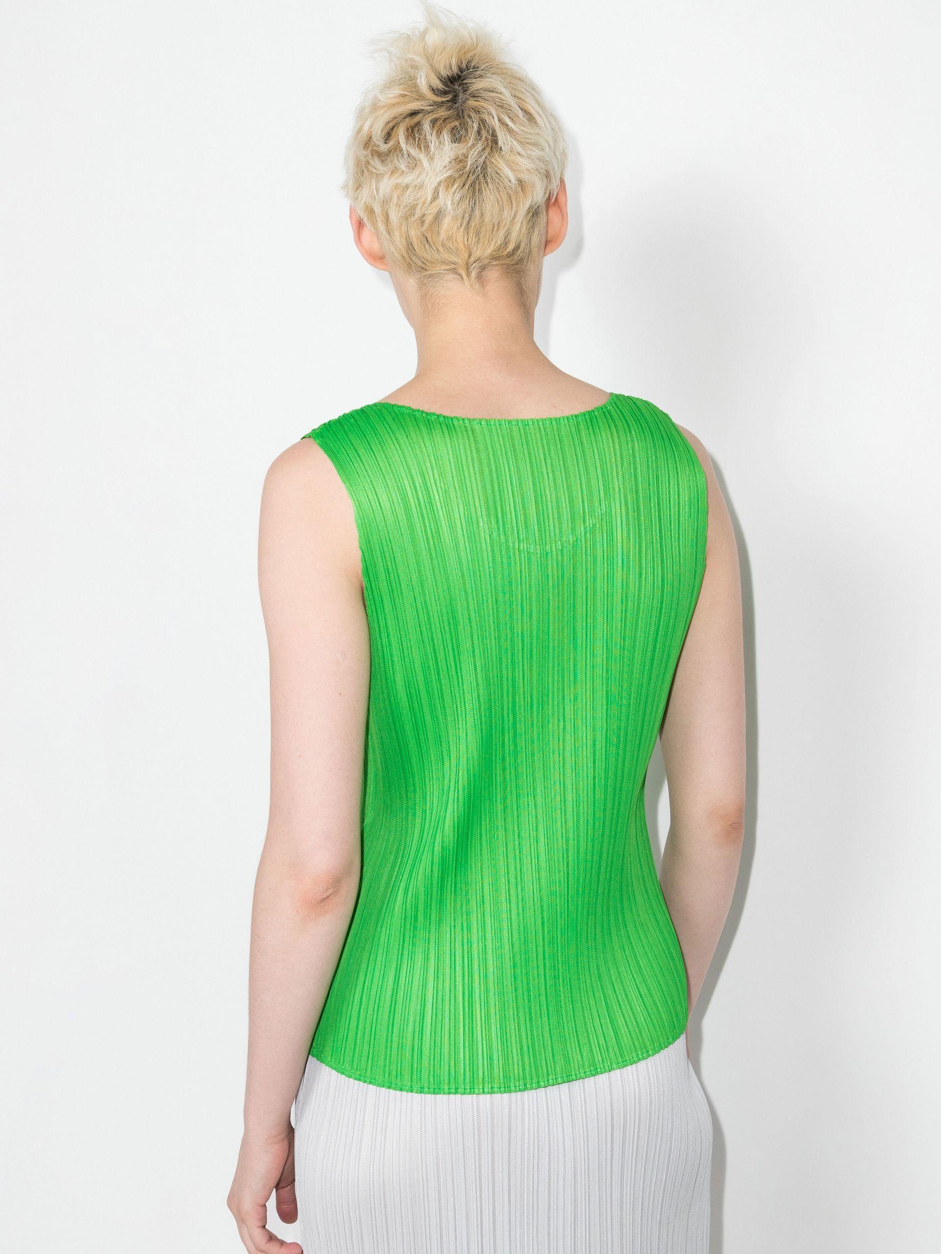 Issey Miyake Monthly Colors April Pleated Top Pale Green