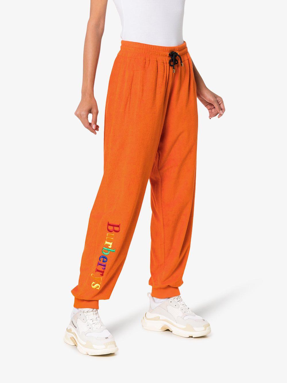 orange burberry sweatpants