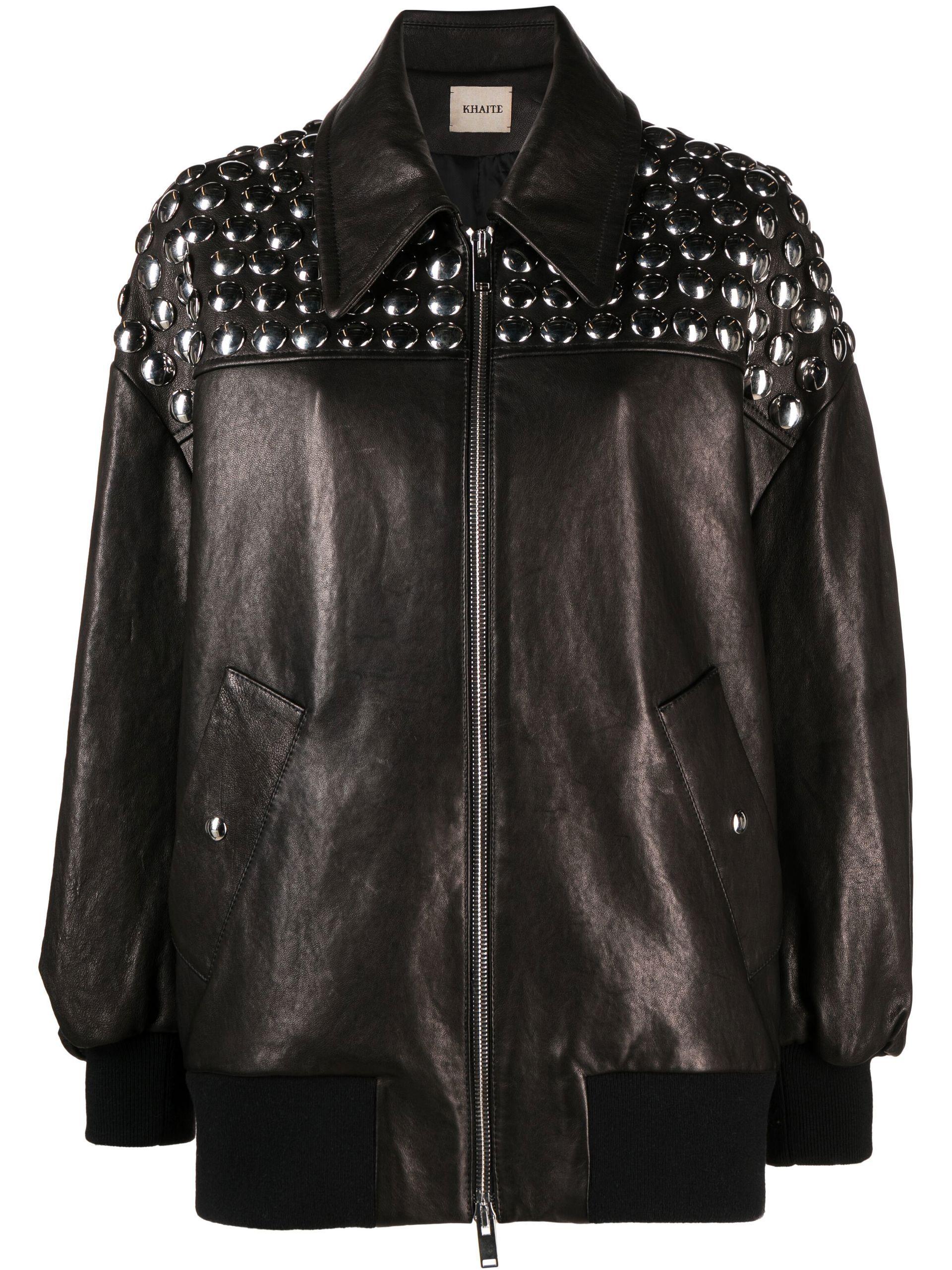 Khaite Ziggy Studded Leather Jacket in Black | Lyst