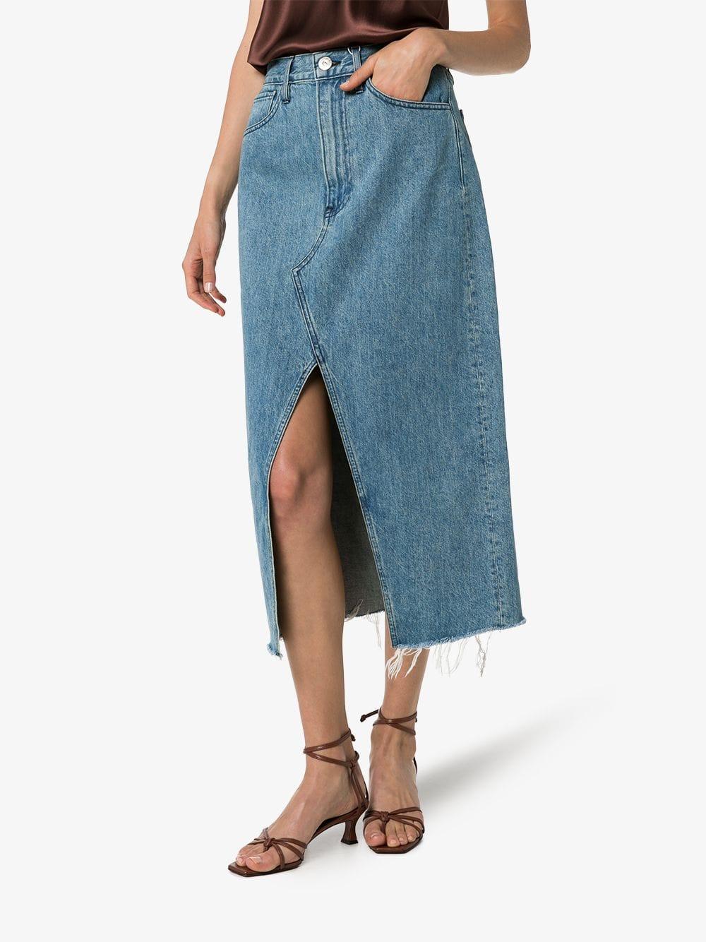 front slit denim skirt