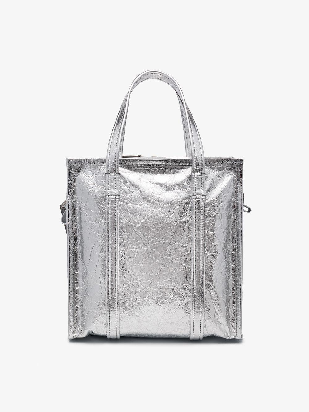 Balenciaga Silver Bazar Shopper Small Leather Tote Bag in Metallic | Lyst