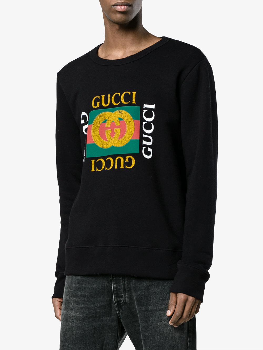 Gucci Cotton Gg Fake Sweatshirt in Black for Men | Lyst
