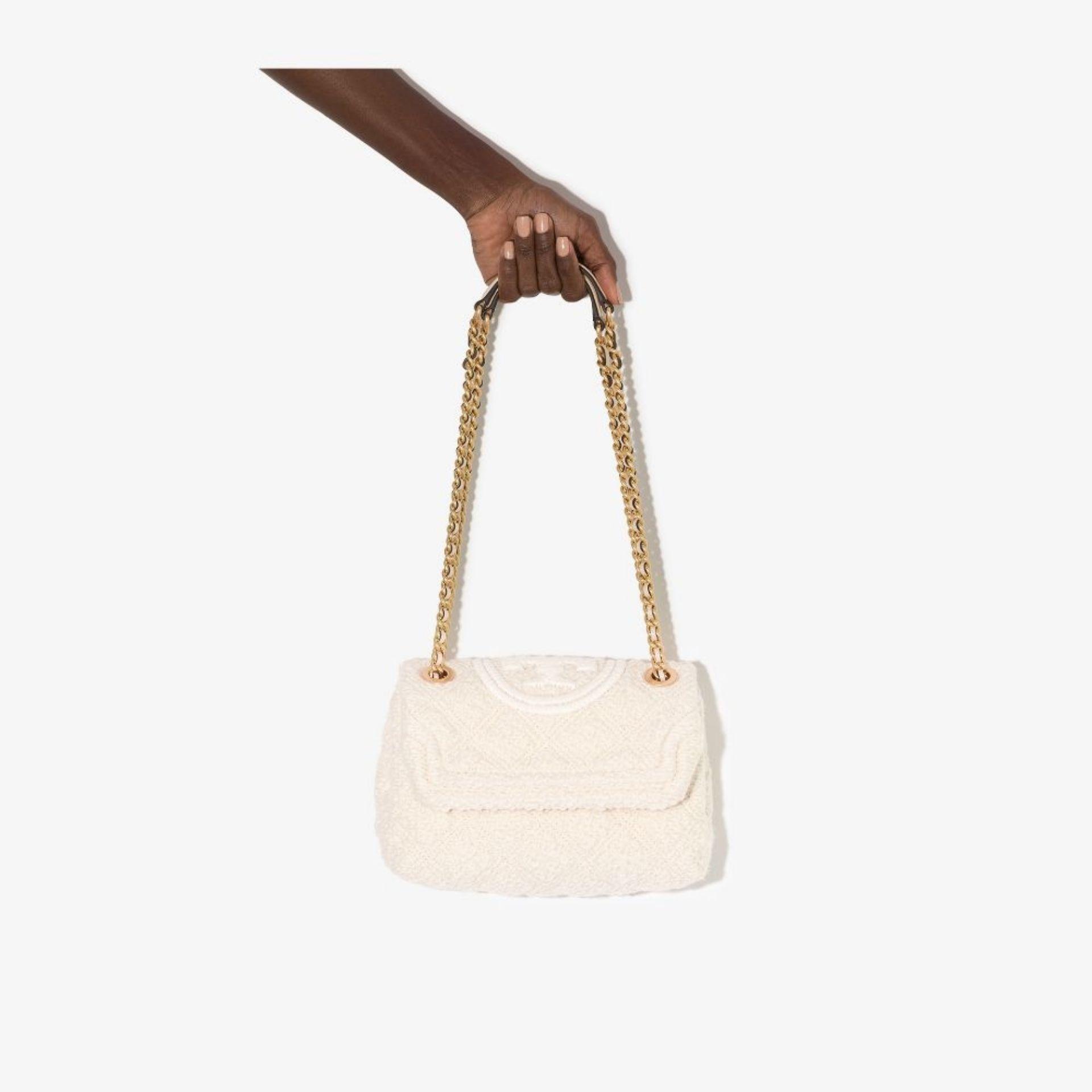 Tory Burch White Fleming Bouclé Quilted Shoulder Bag | Lyst