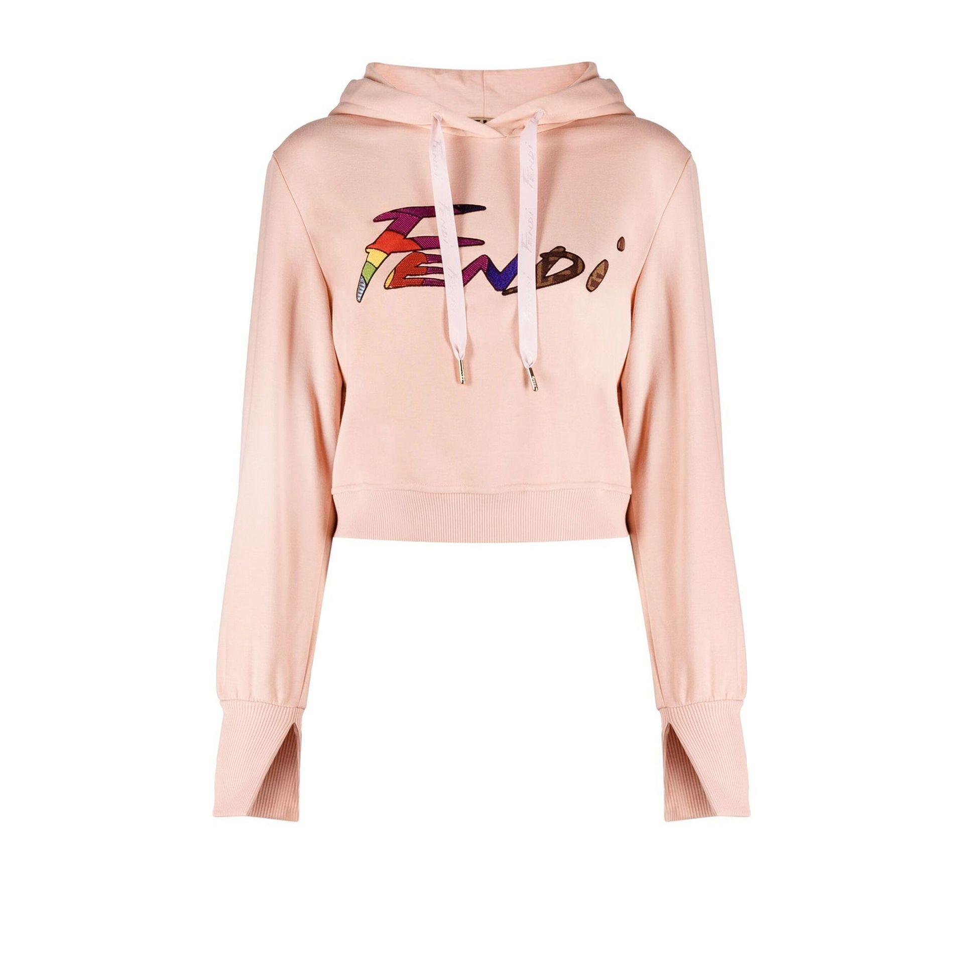 Fendi Cotton Pink Logo Embellished 