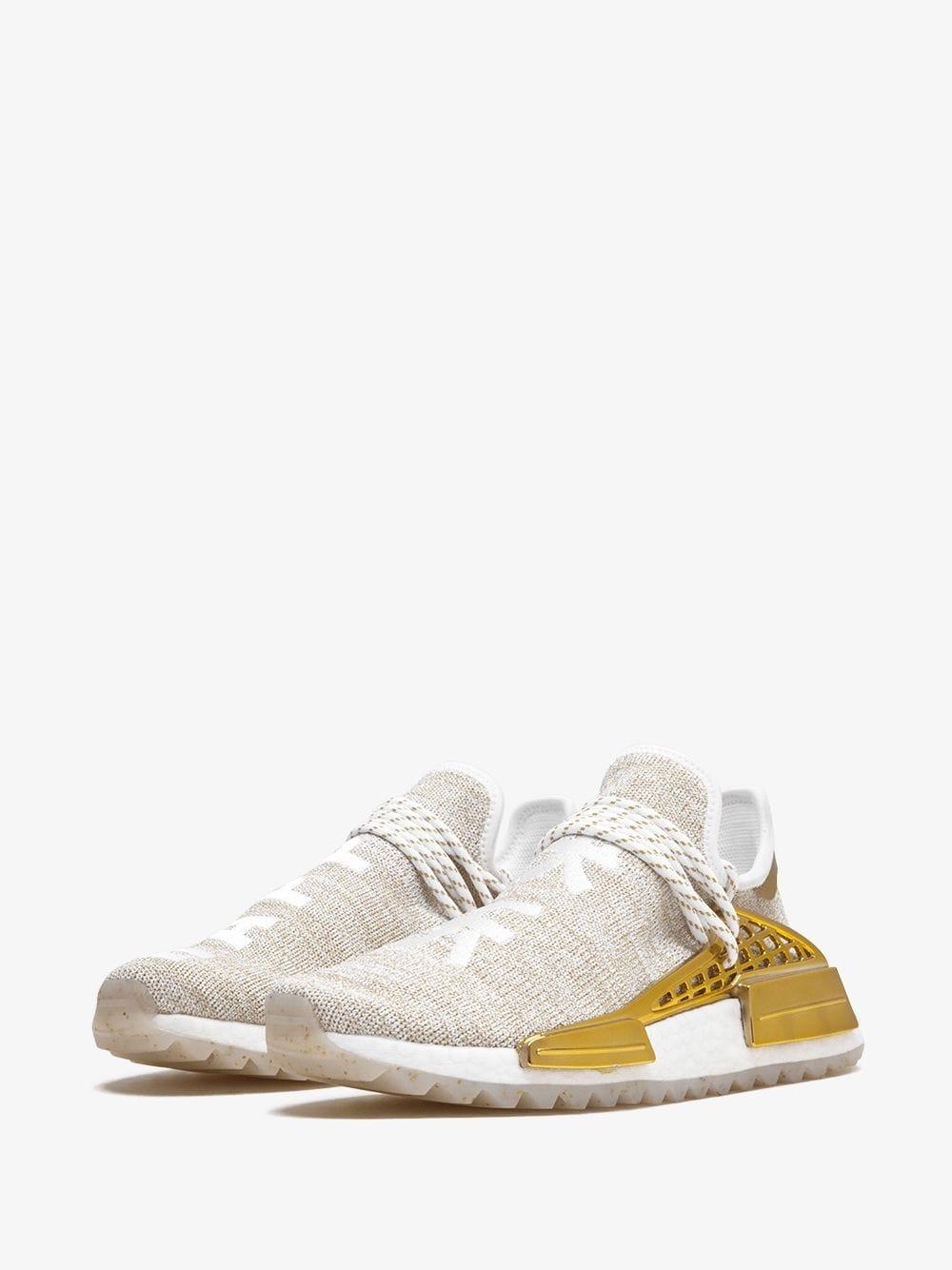 adidas Gold And White X Pharrell Williams Hu Holi Nmd Sneakers Metallic Men |