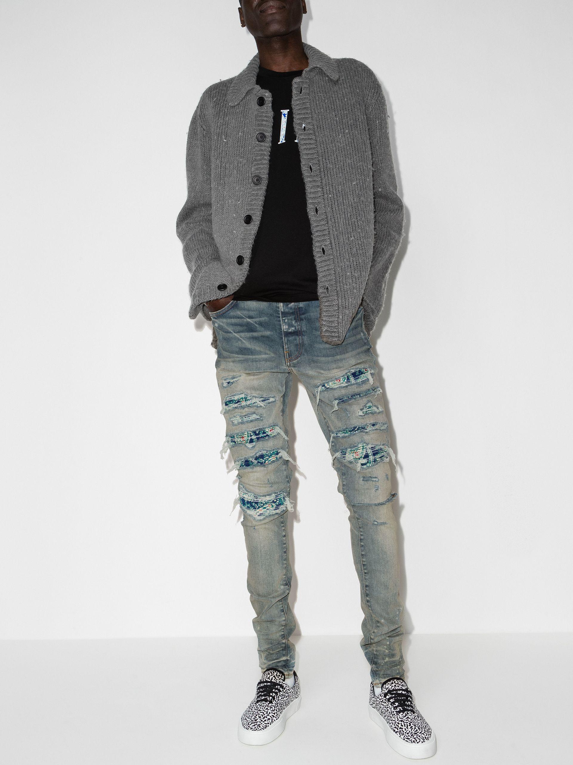 Amiri Silk Pj Thrasher Skinny Jeans in 